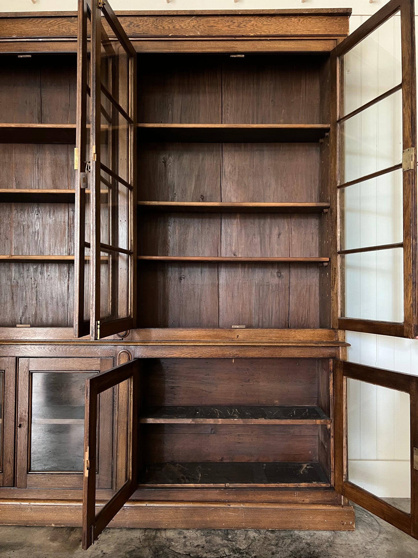 English Oak Glazed Bookcase