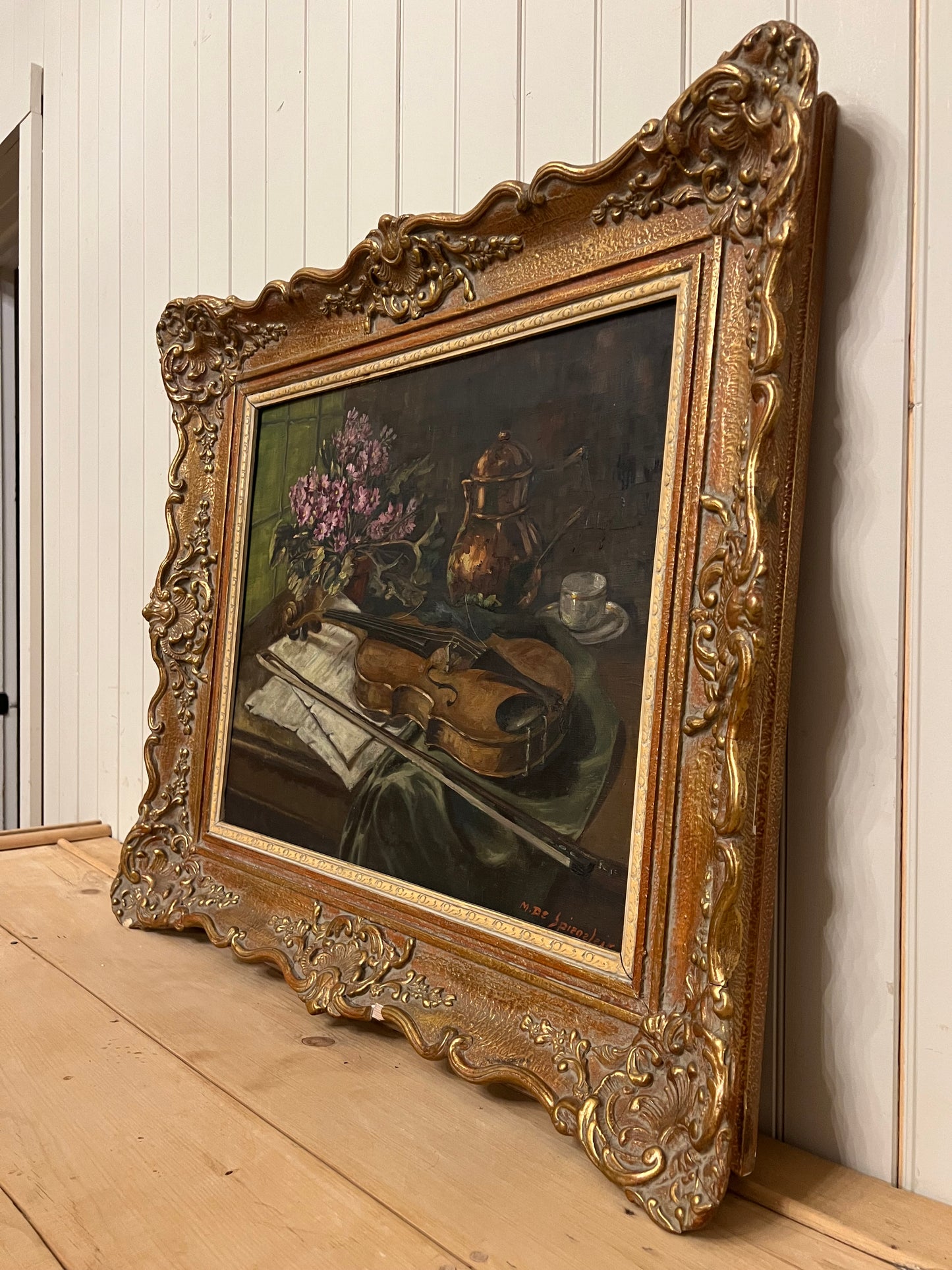 Belgian Violin Oil on Canvas