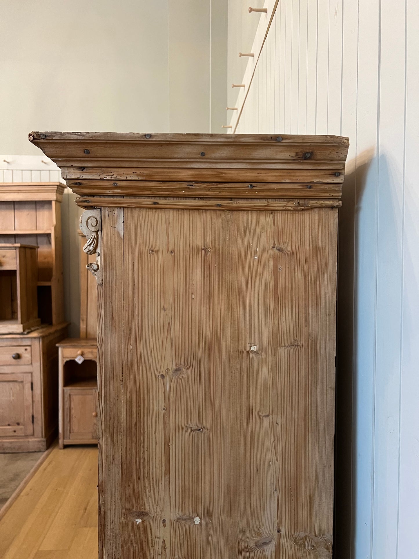 One Piece French Pine Hutch
