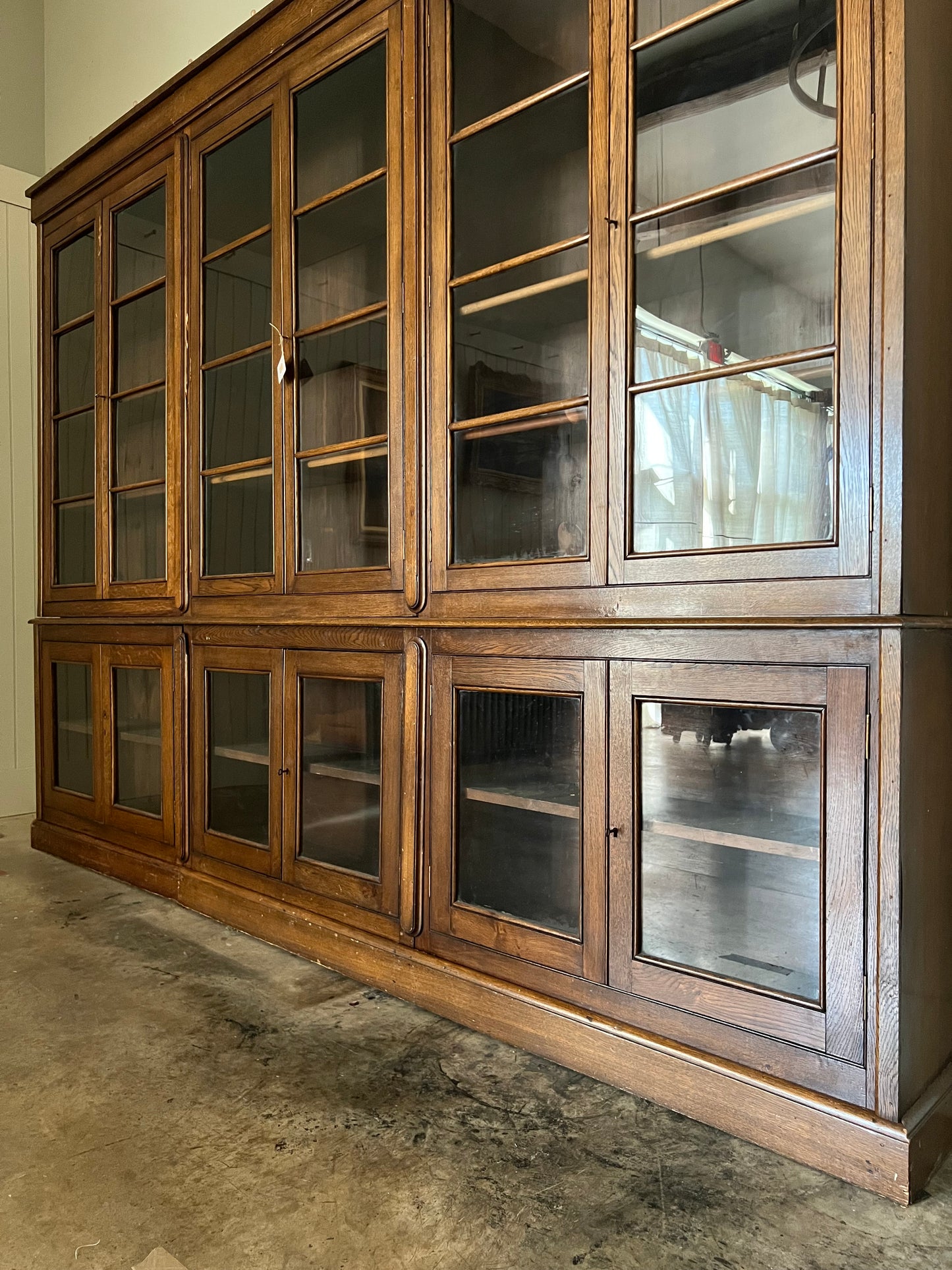 English Oak Glazed Bookcase