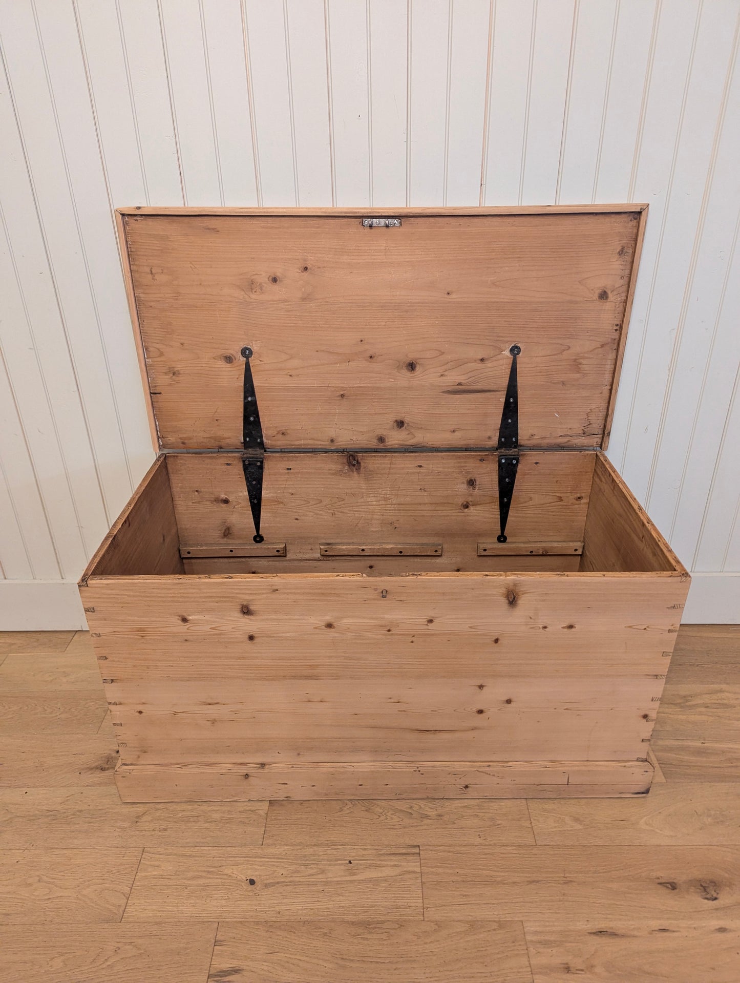 Large Stripped Pine Blanket Box