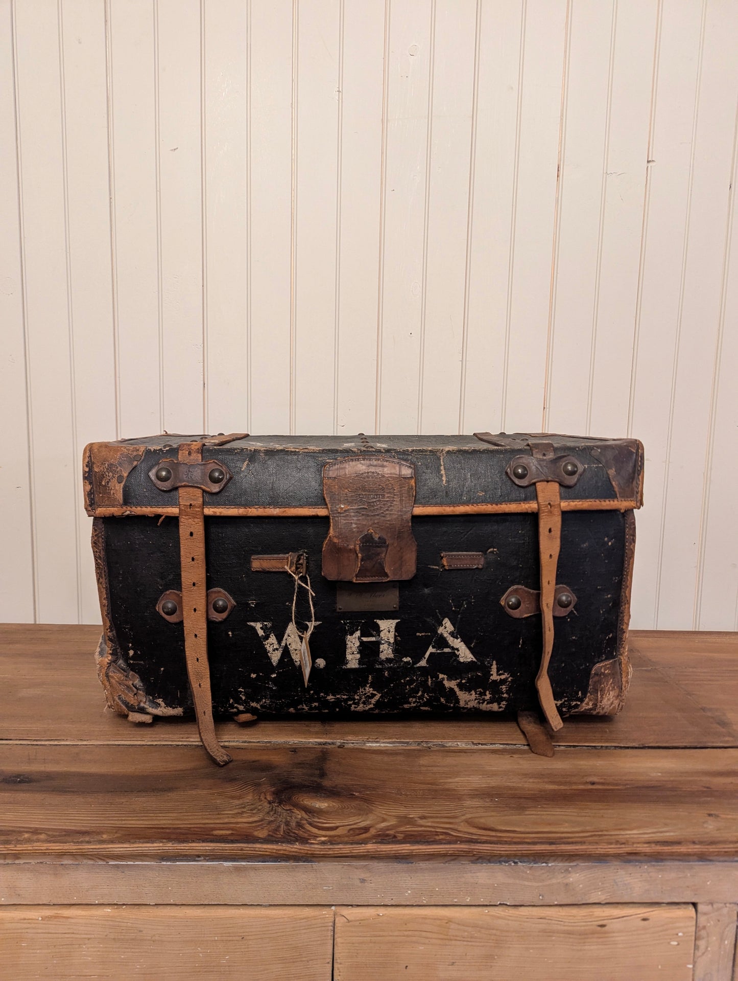 W.H.A. Black Leather Trunk