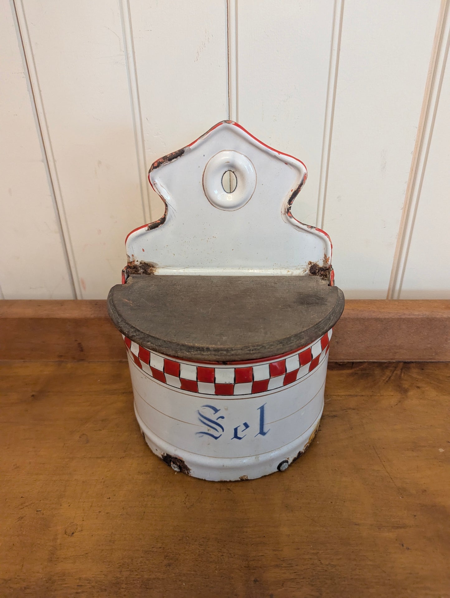 French Enamel Salt Cellar "Sel"