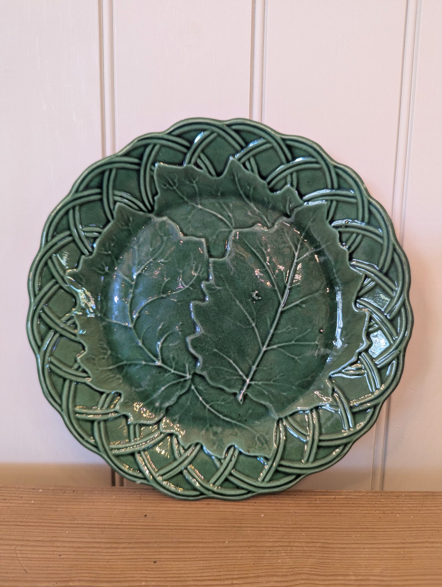 Basketweave Majolica Plate