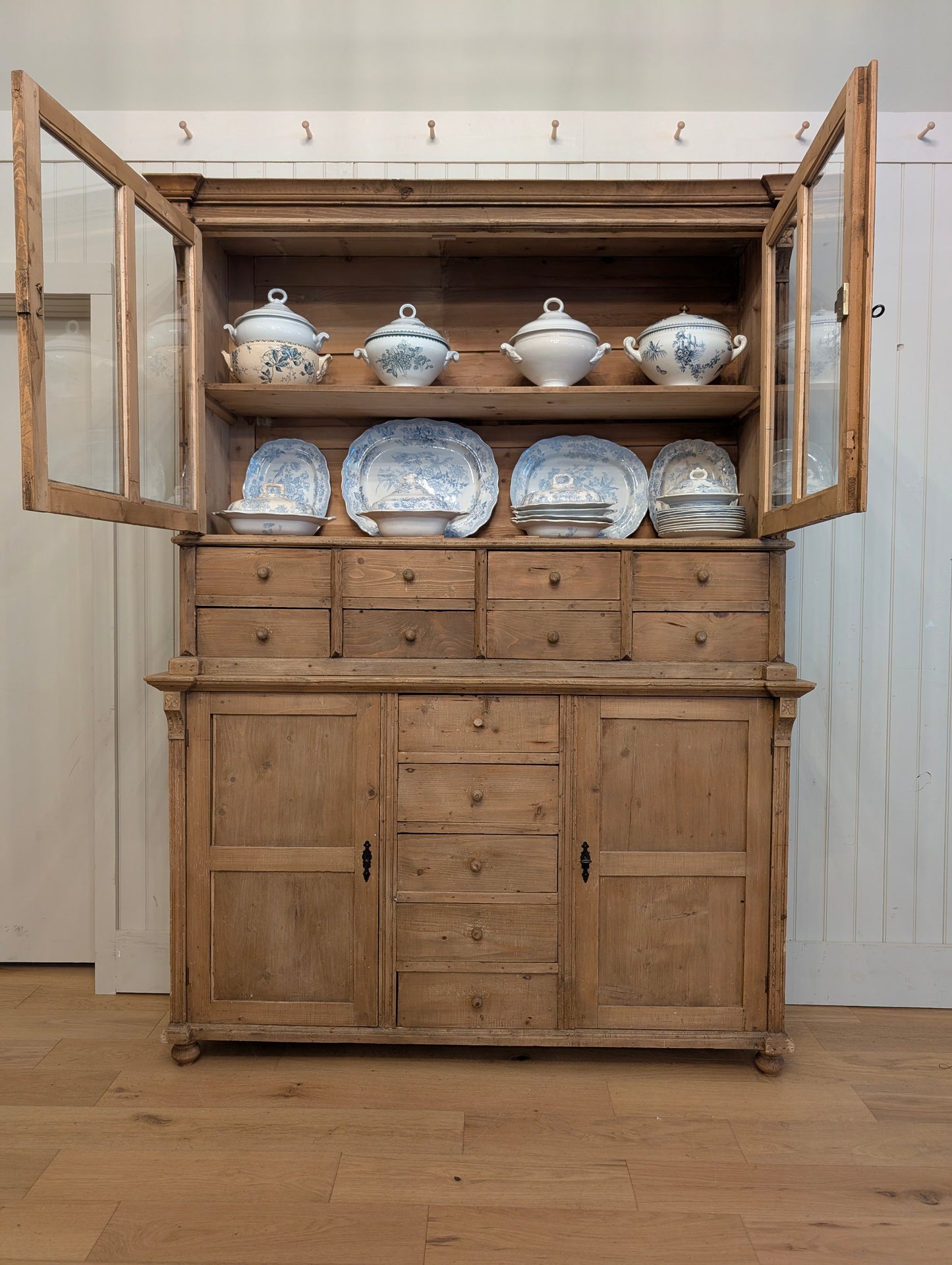 French Pine Glazed Hutch