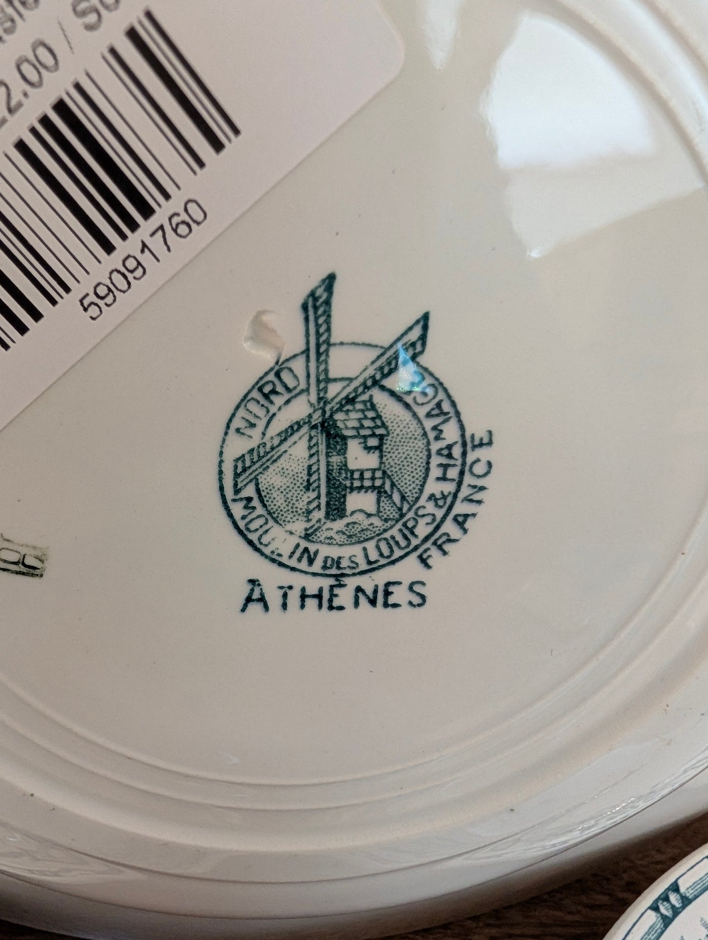 Athenes Green Transferware Plate