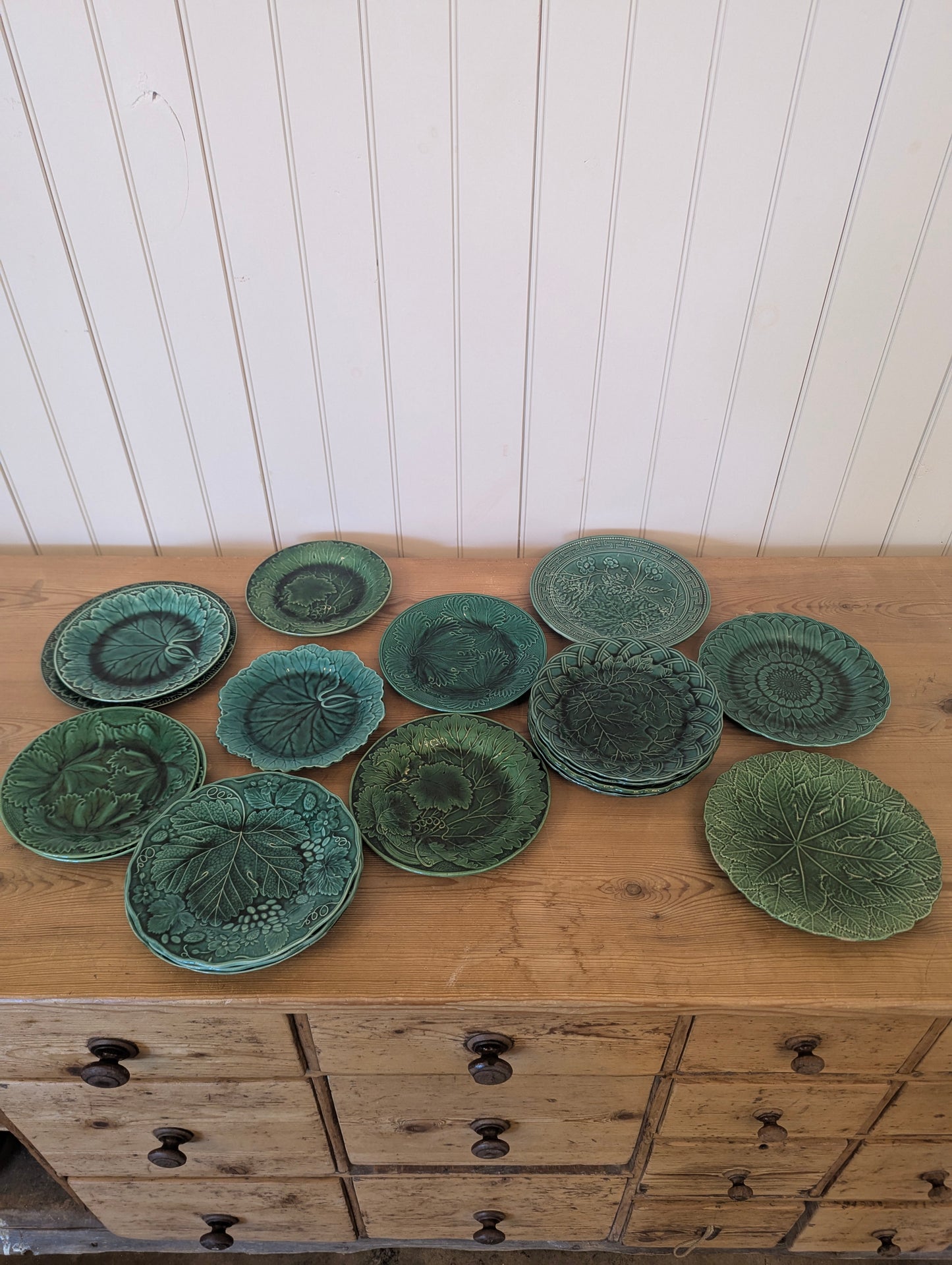 French RS Grape Leaf Majolica Plate