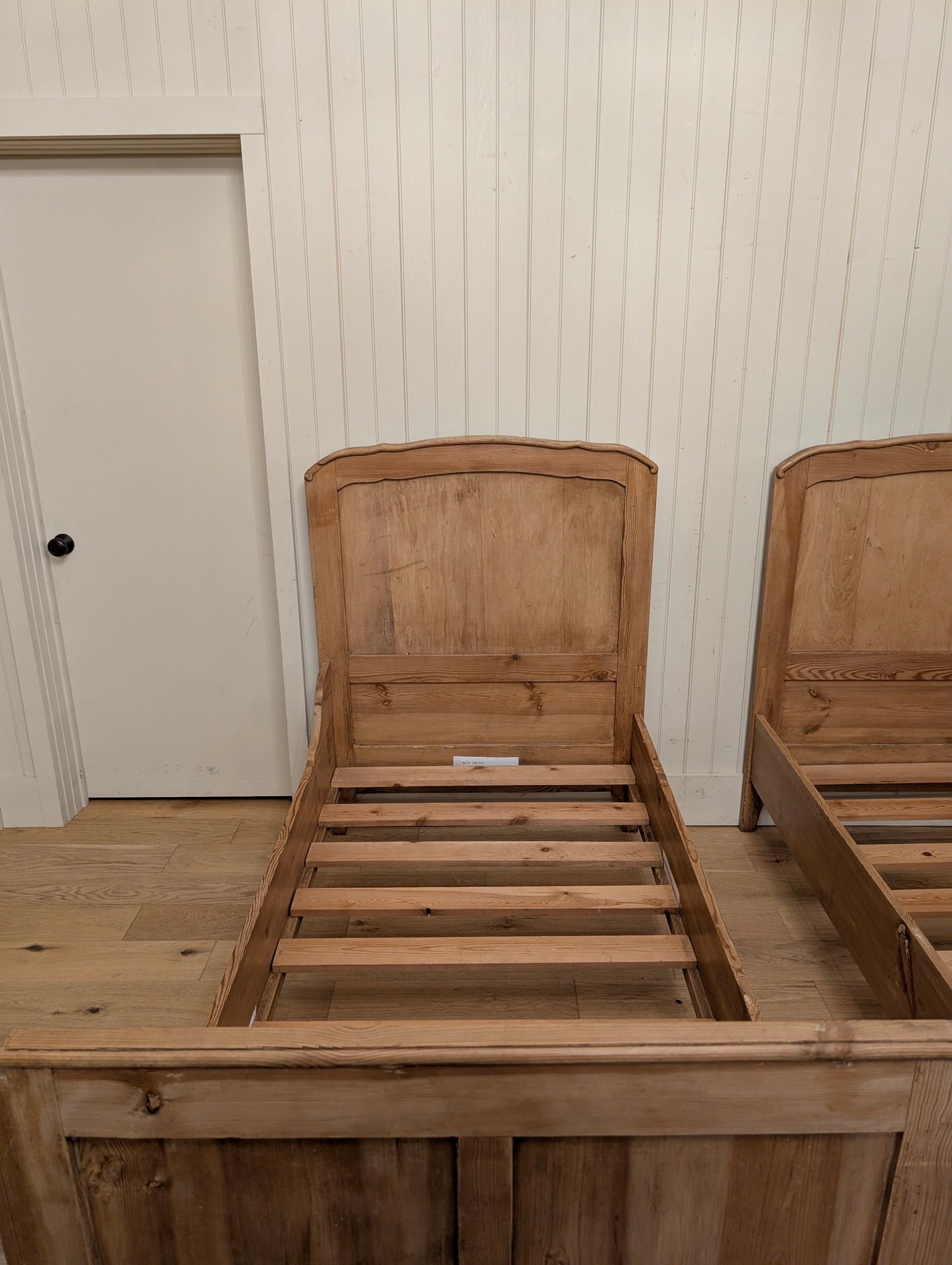 English Pine Sleigh Bed Pair