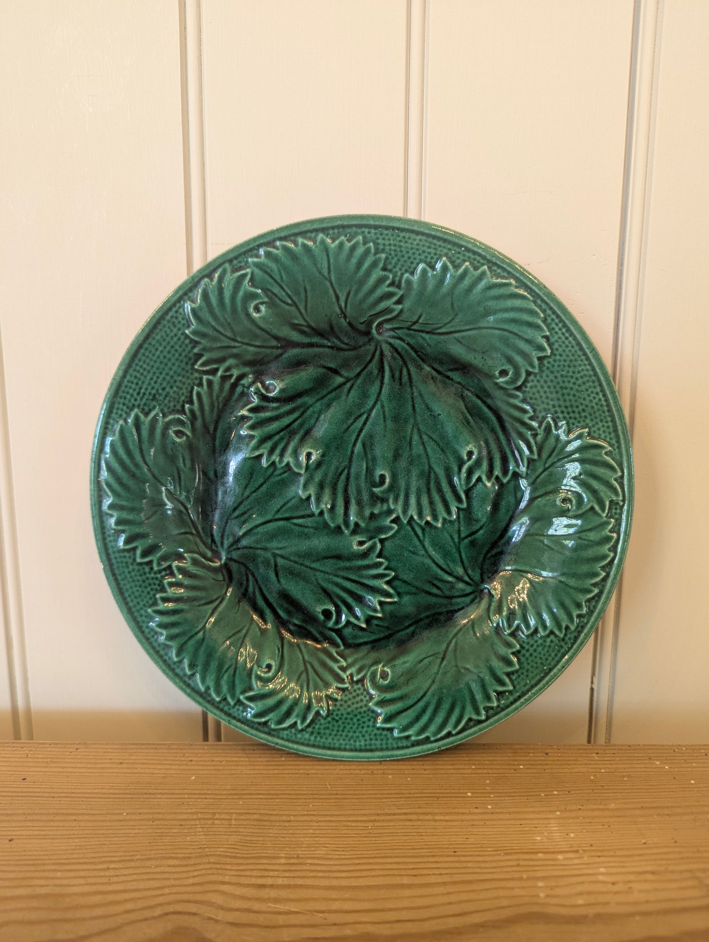 English Grape Leaf Majolica Plate