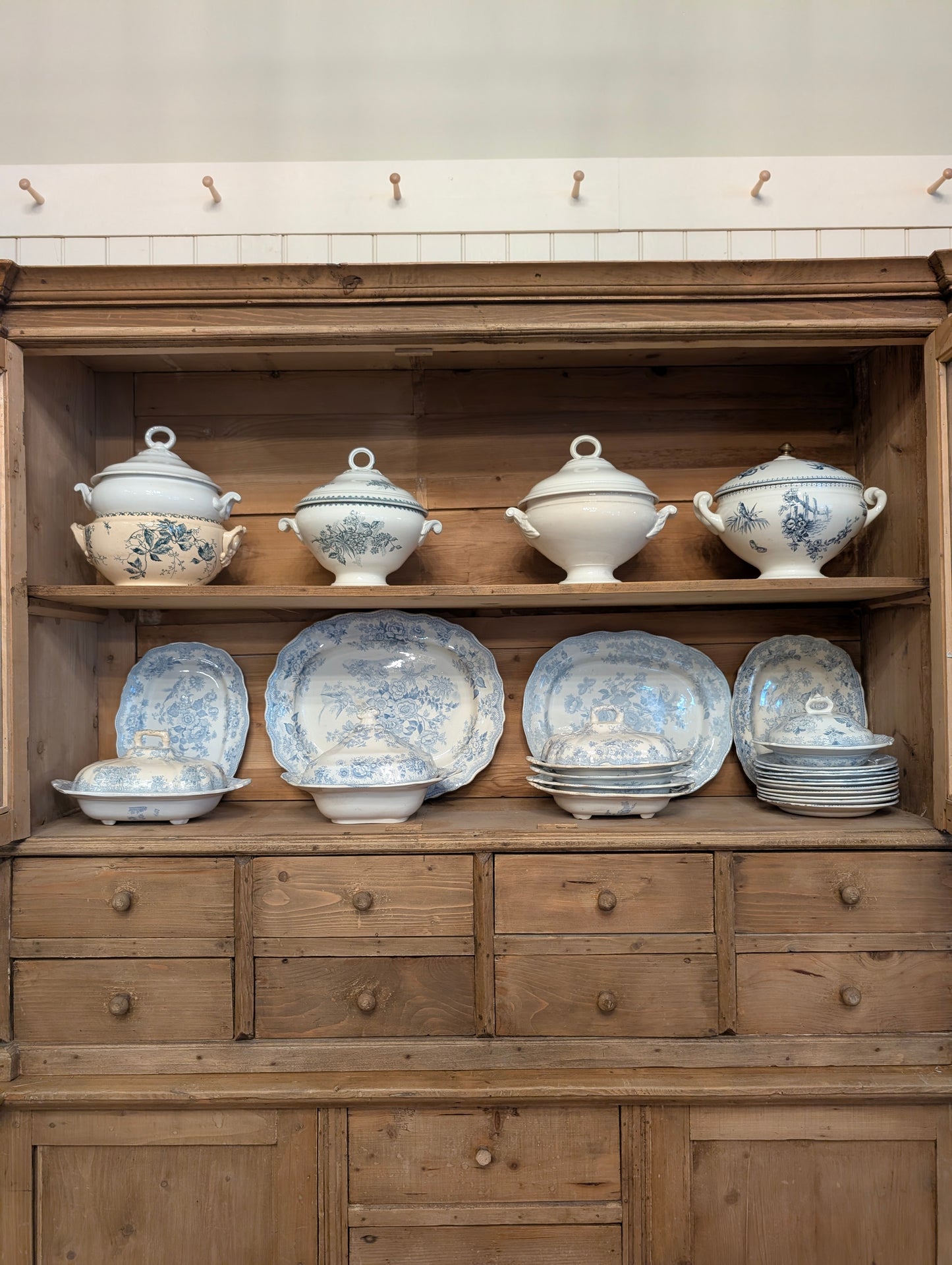 French Pine Glazed Hutch
