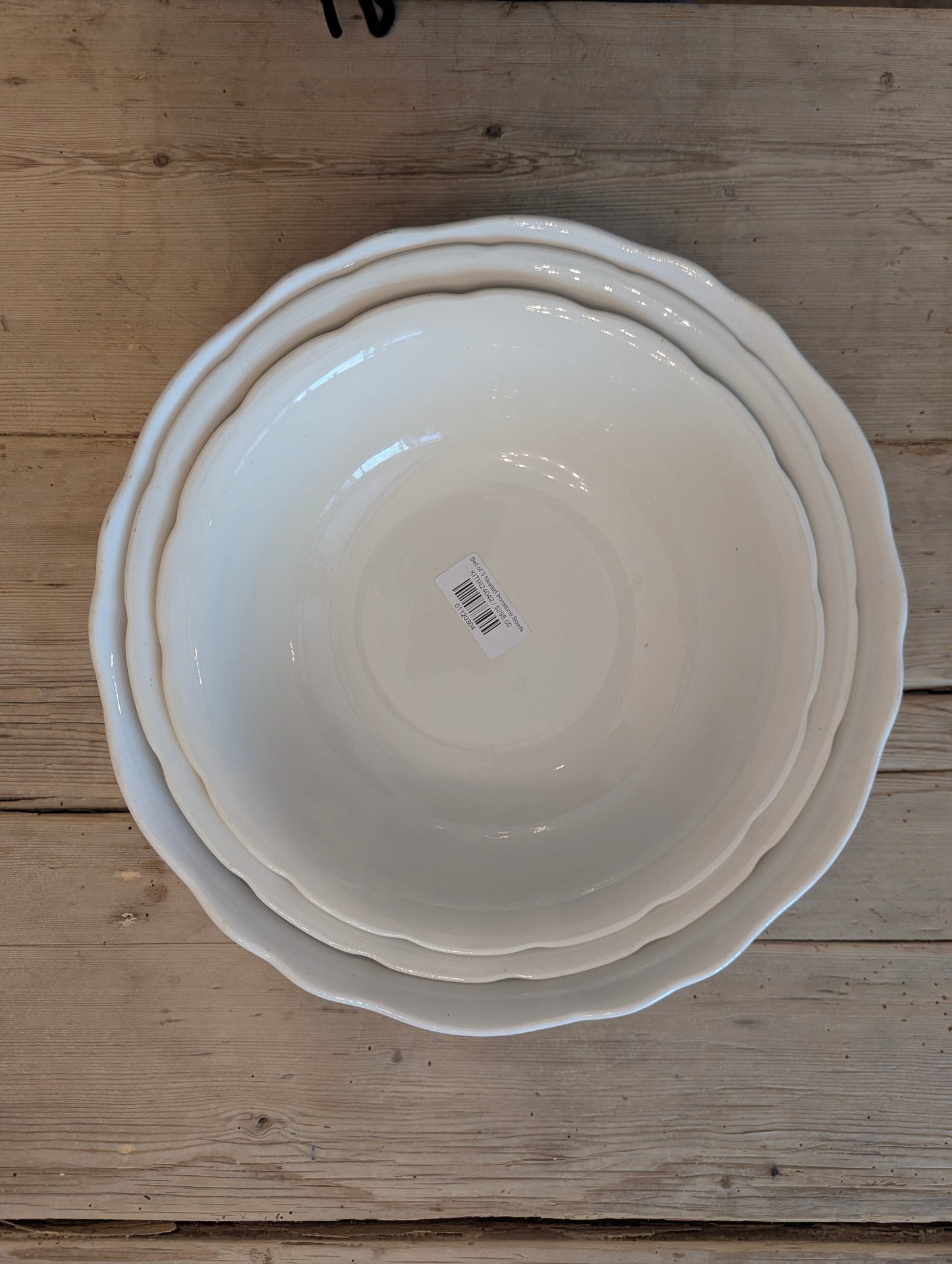 Set of 3 Scalloped Boch Ironstone Bowls