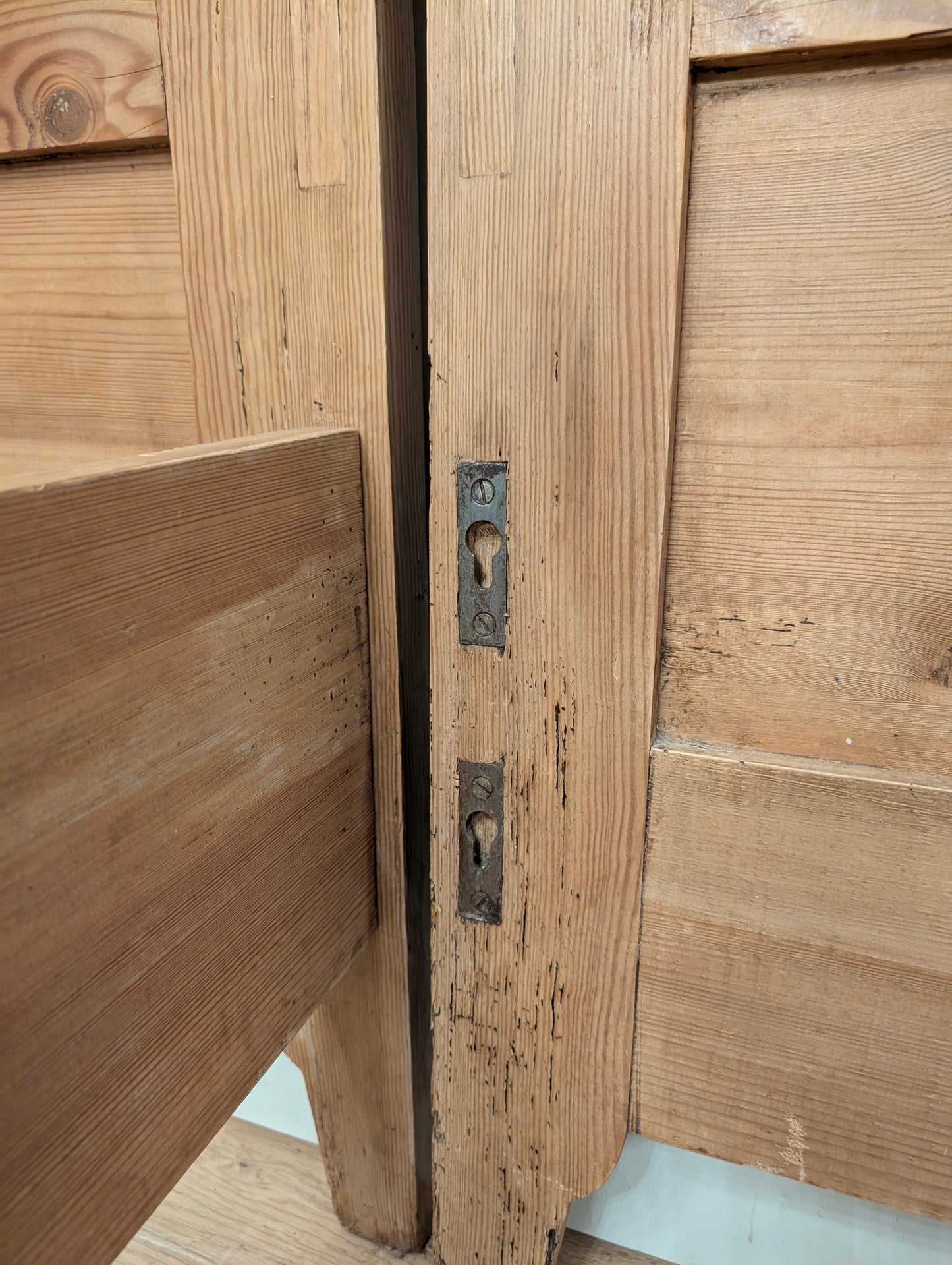 English Pine Sleigh Bed Pair