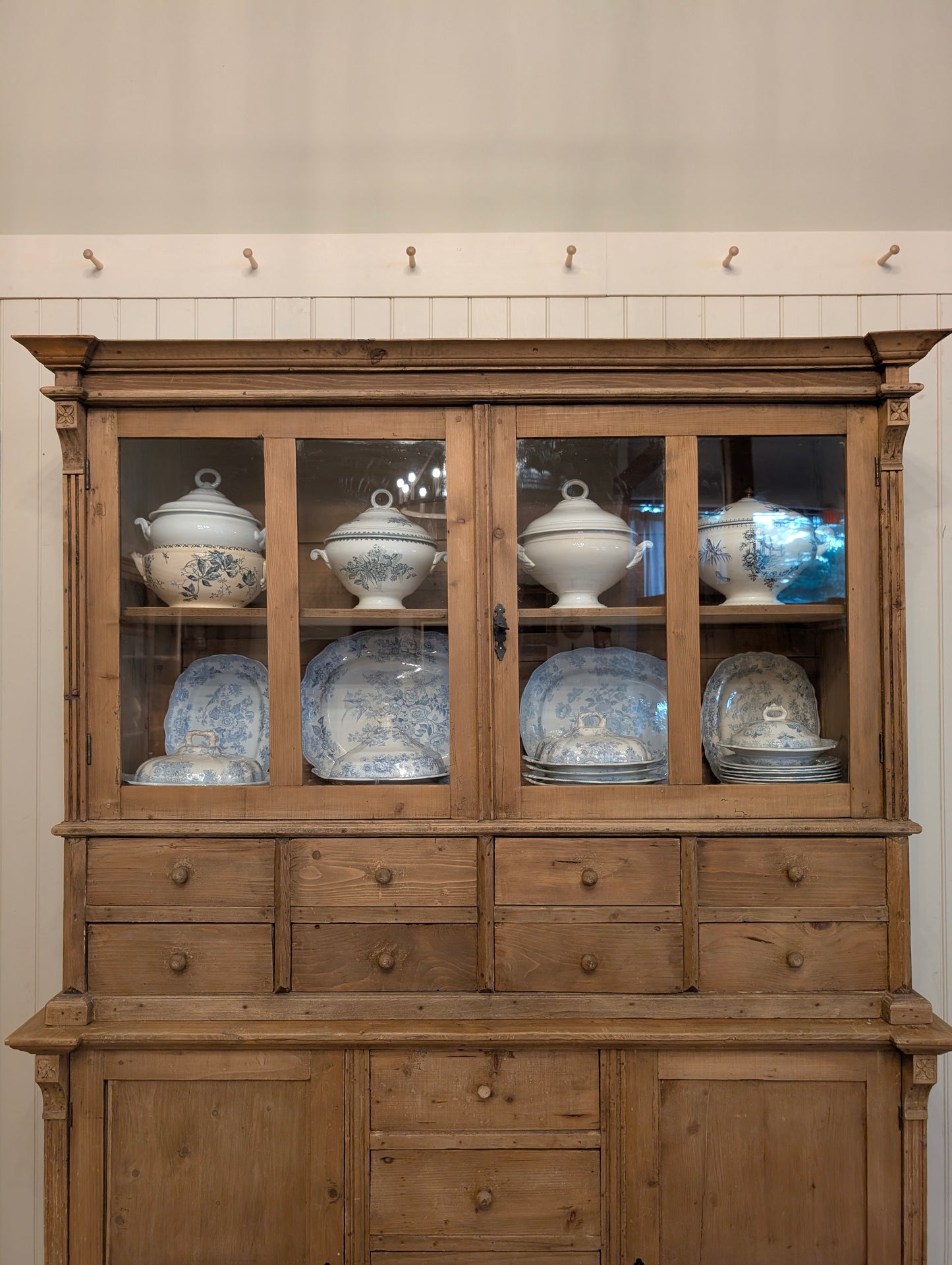French Pine Glazed Hutch
