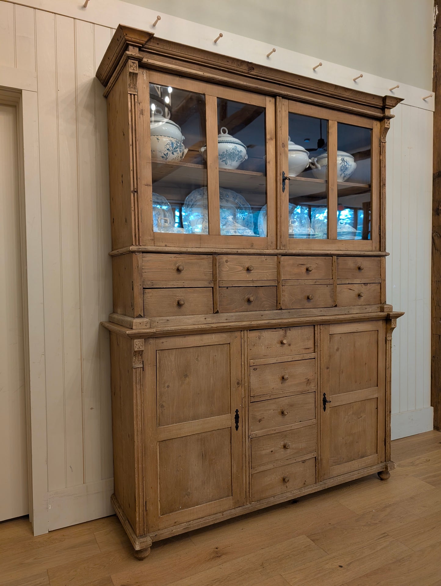 French Pine Glazed Hutch
