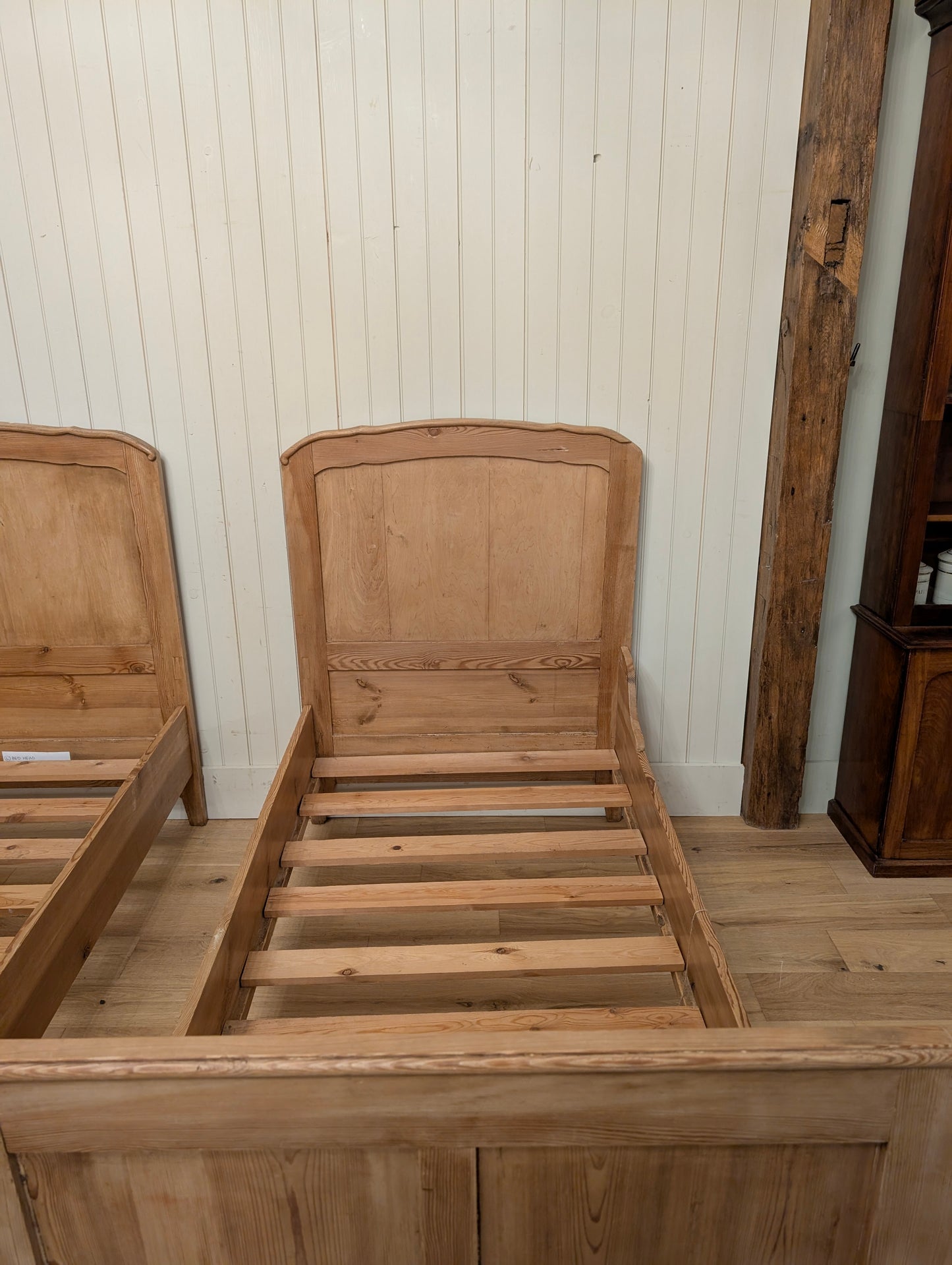 English Pine Sleigh Bed Pair