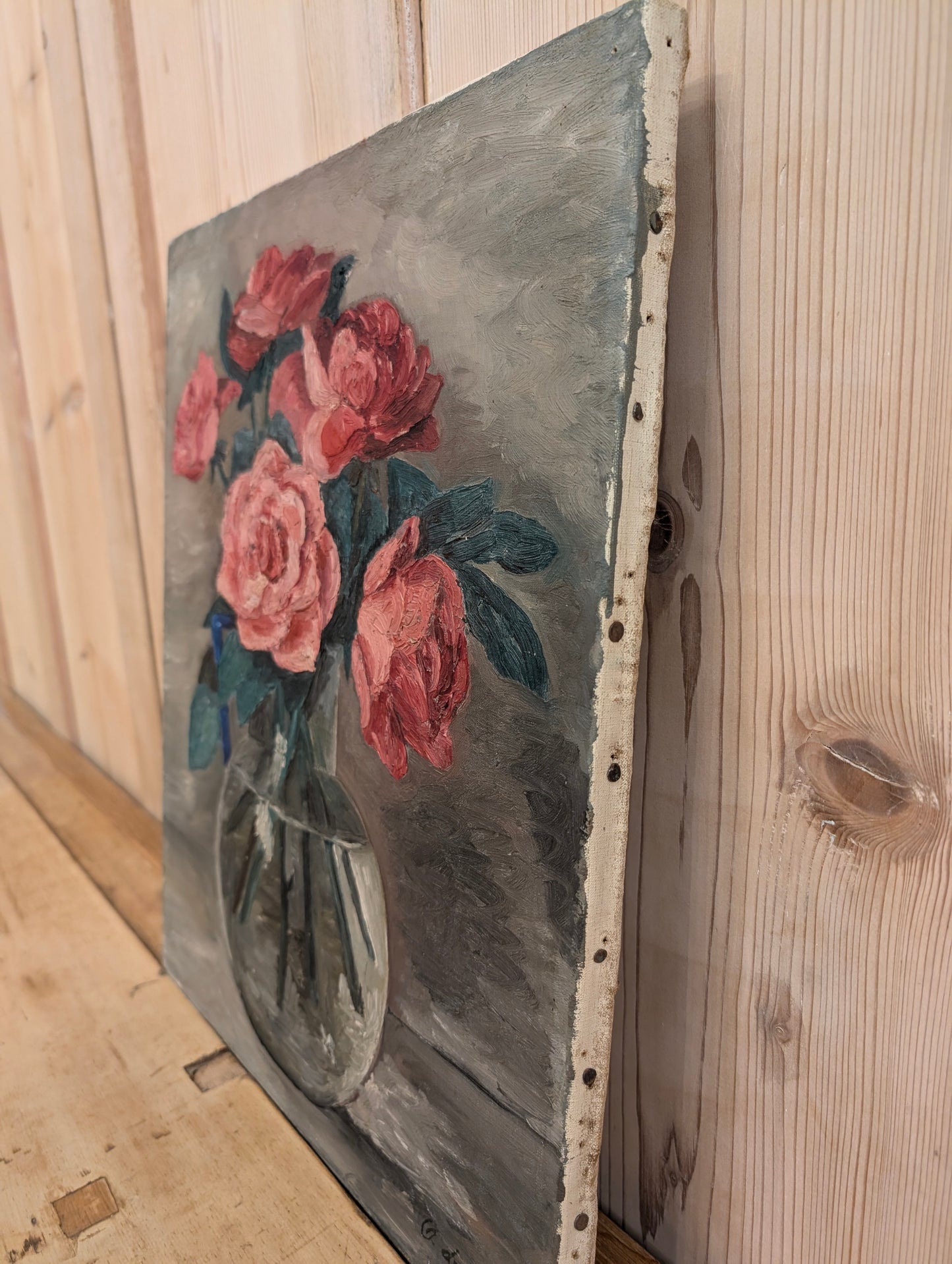 Roses in Vase Oil on Canvas