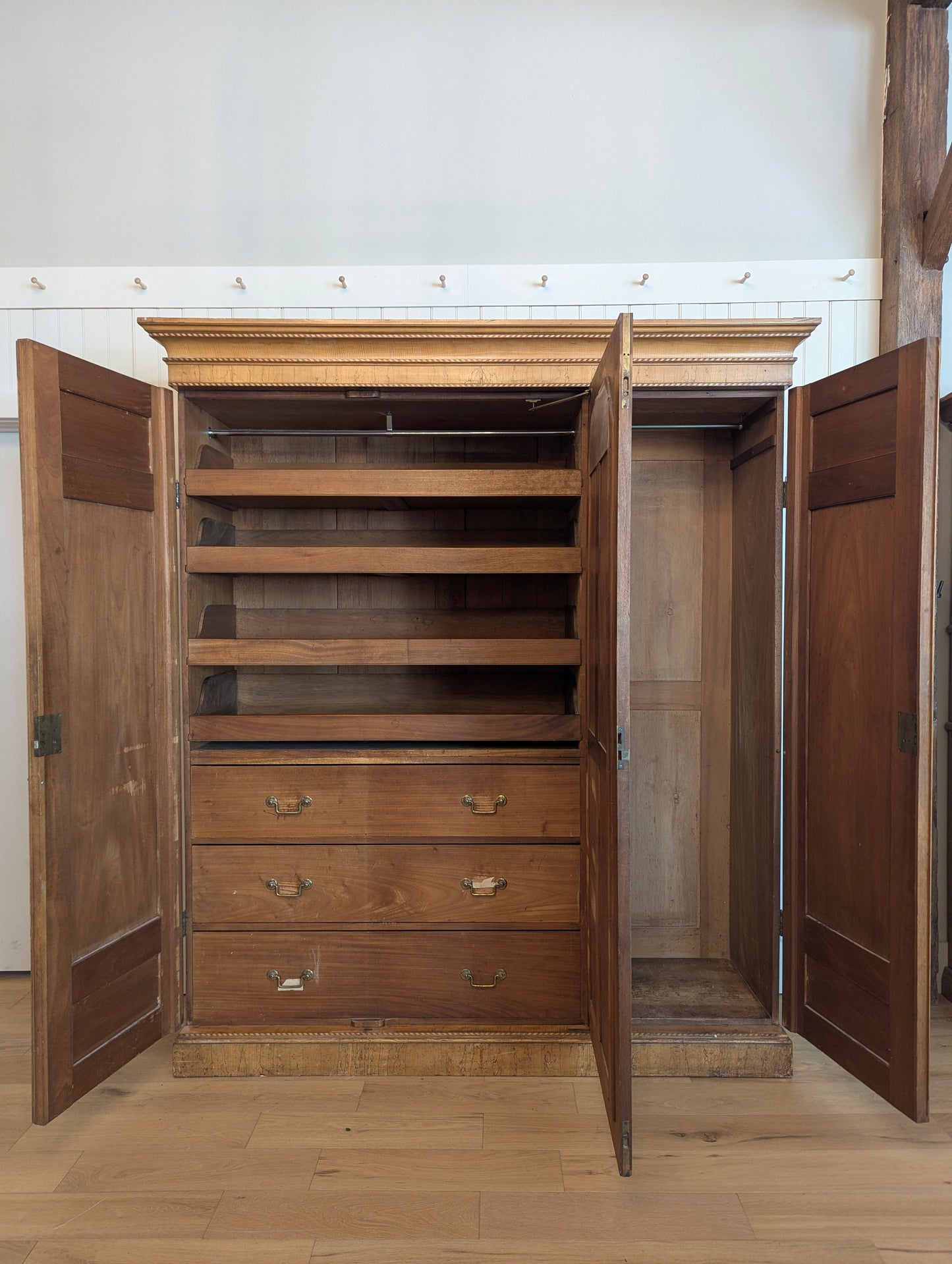 3 Door Walnut Knockdown Wardrobe