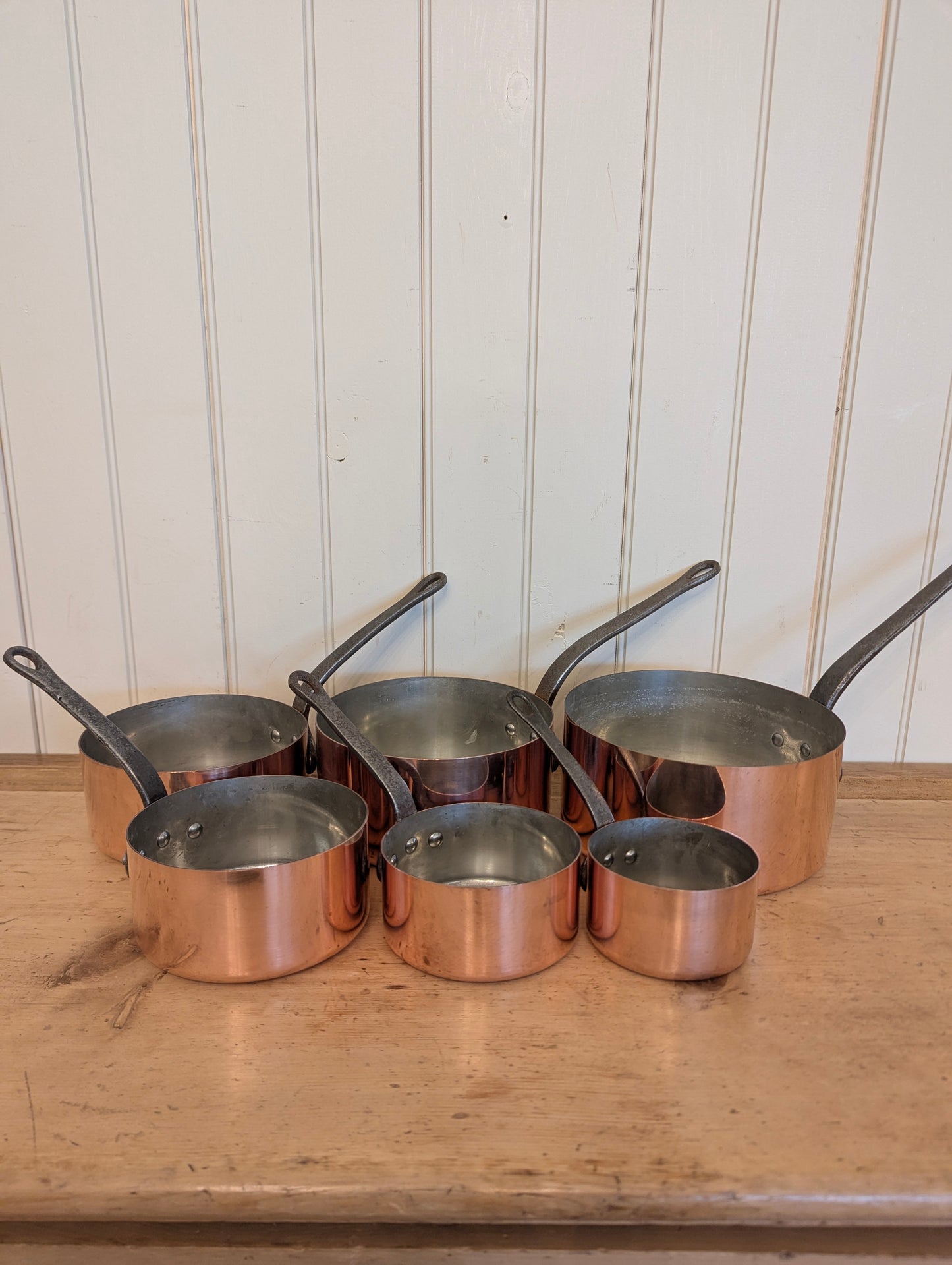 French Copper Pans (Set of 6)