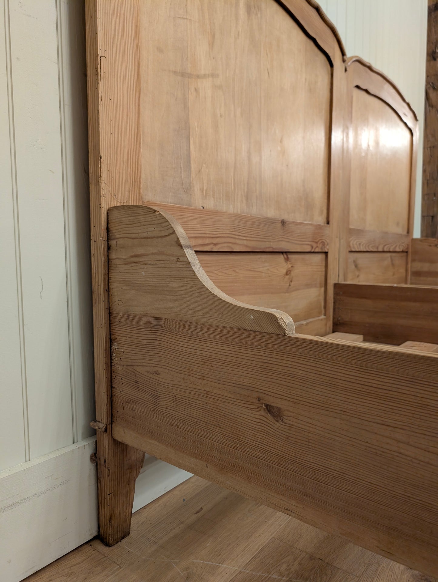 English Pine Sleigh Bed Pair