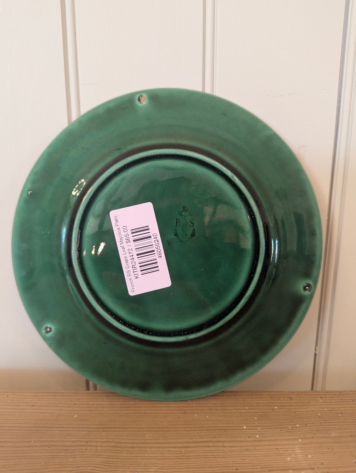 French RS Grape Leaf Majolica Plate
