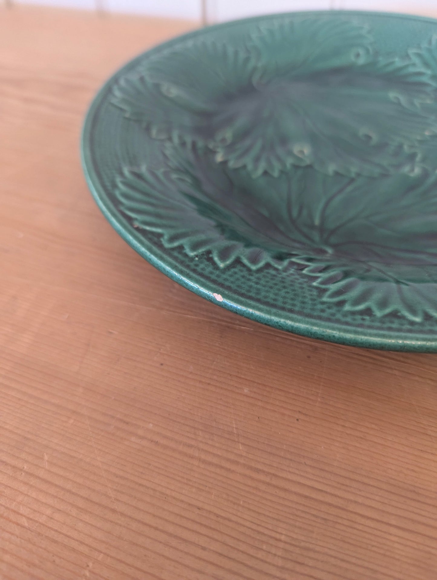 English Grape Leaf Majolica Plate