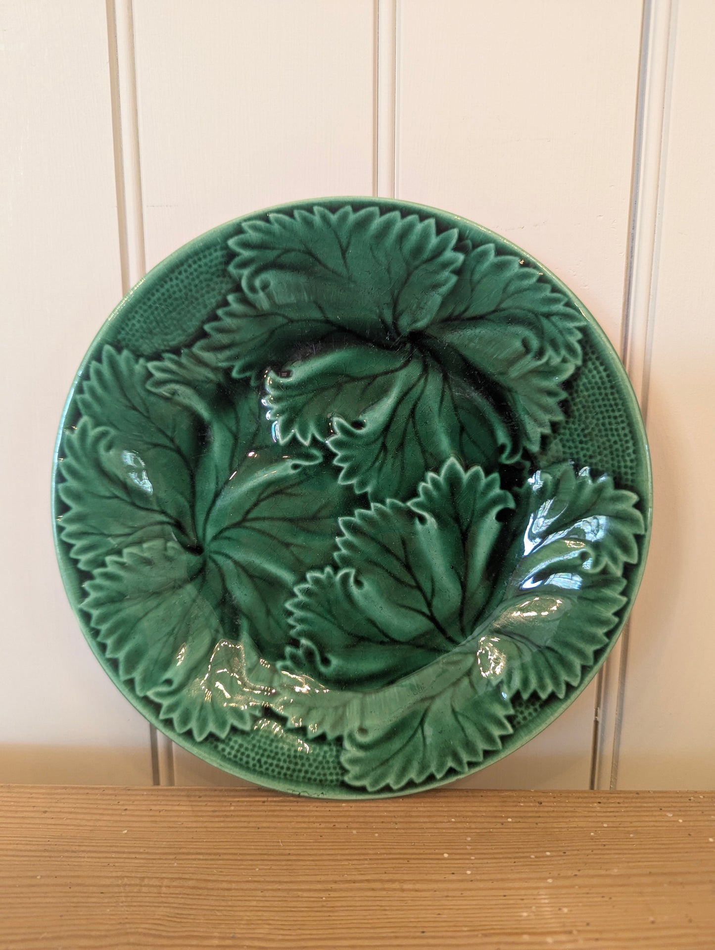 French RS Grape Leaf Majolica Plate
