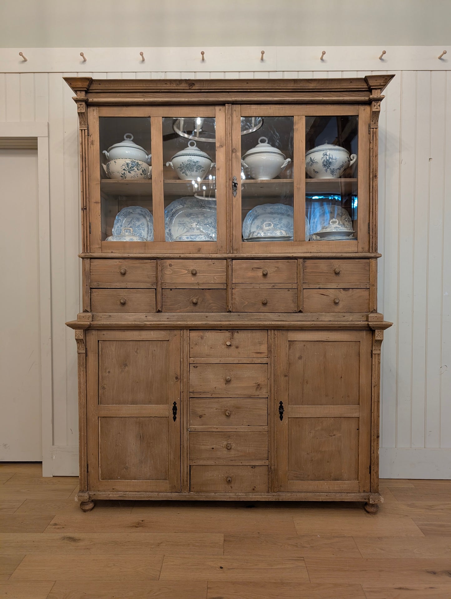 French Pine Glazed Hutch