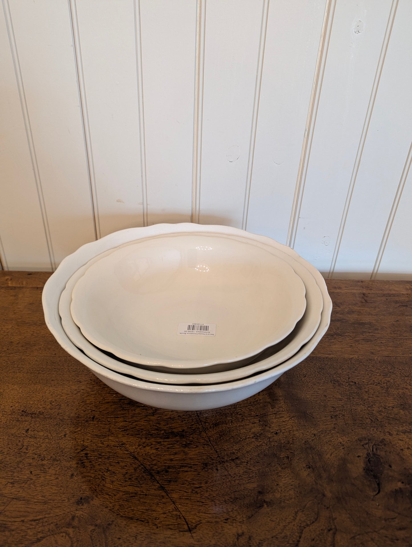 Set of 3 Scalloped Boch Ironstone Bowls