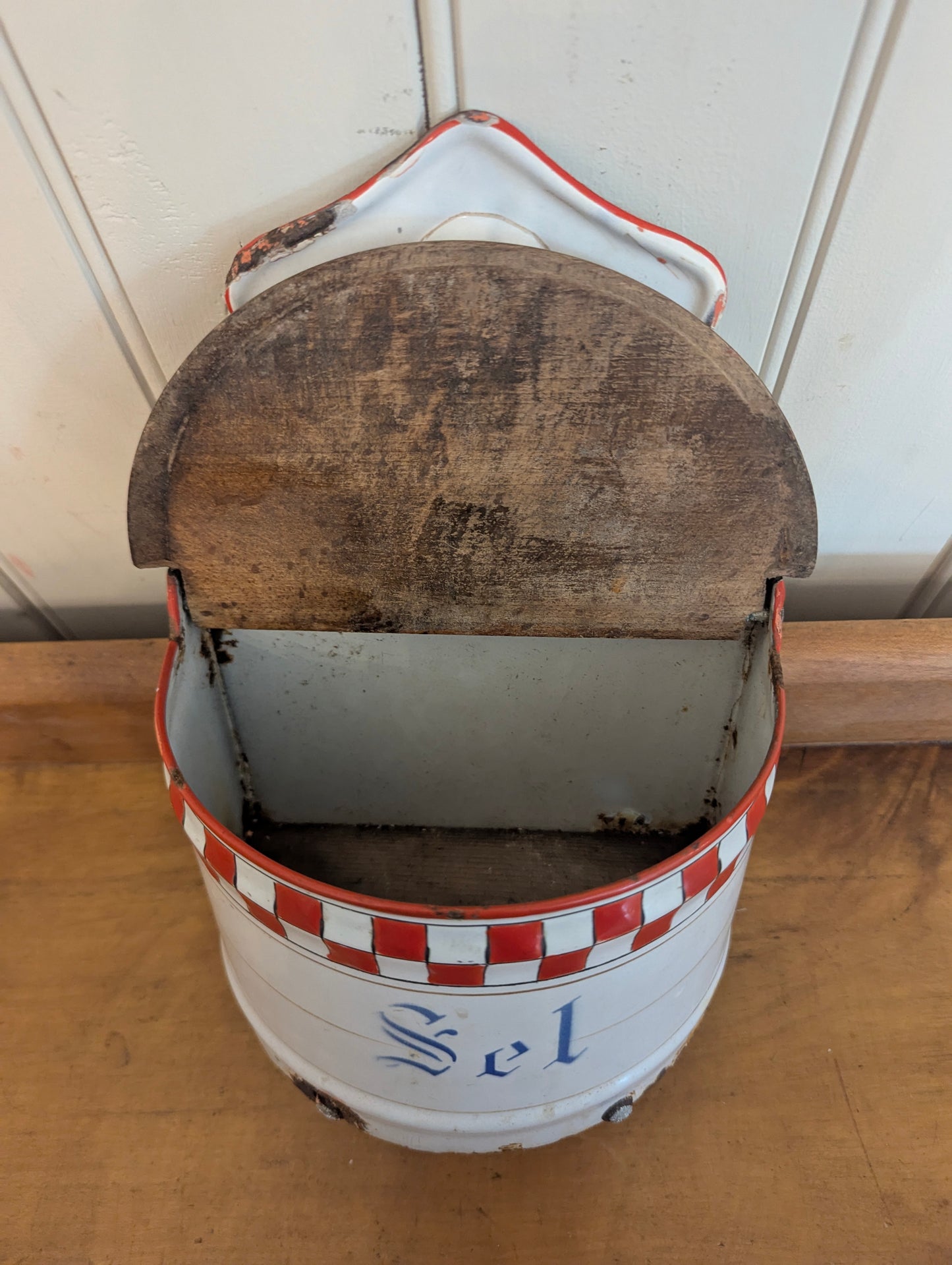 French Enamel Salt Cellar "Sel"