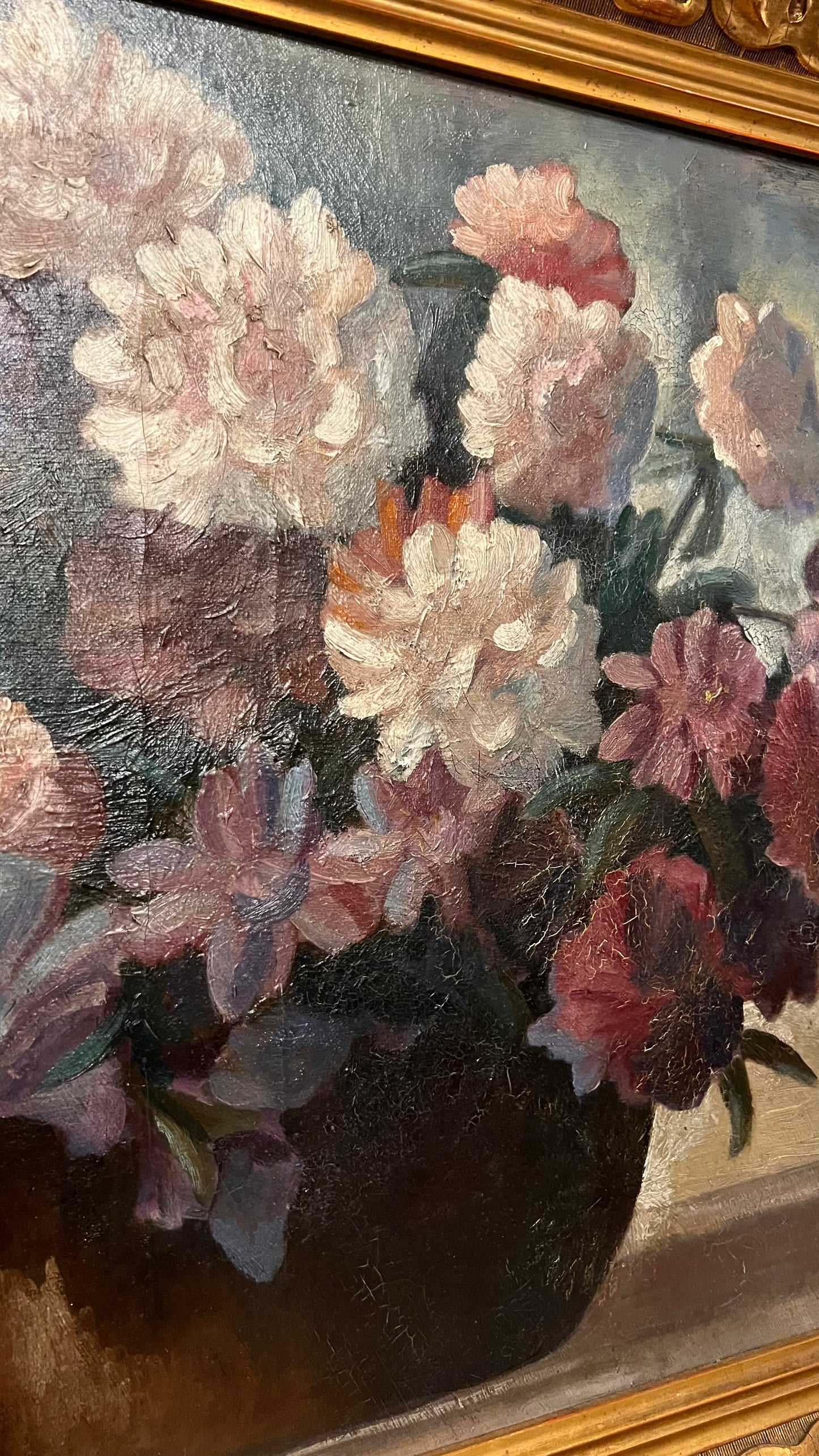 Violet Peonies Painting - Oil on Canvas
