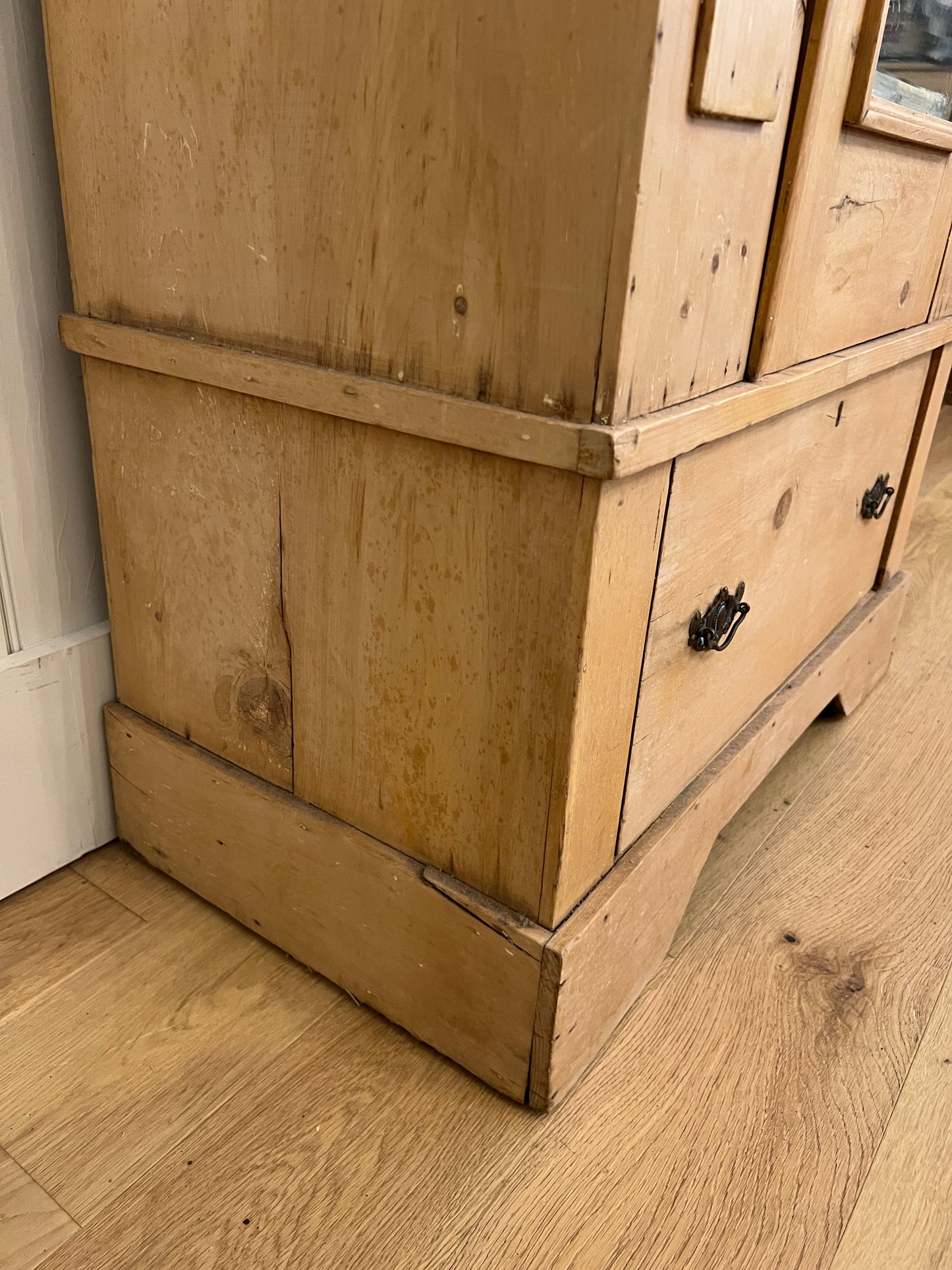 Pine Wardrobe With Beveled Mirror