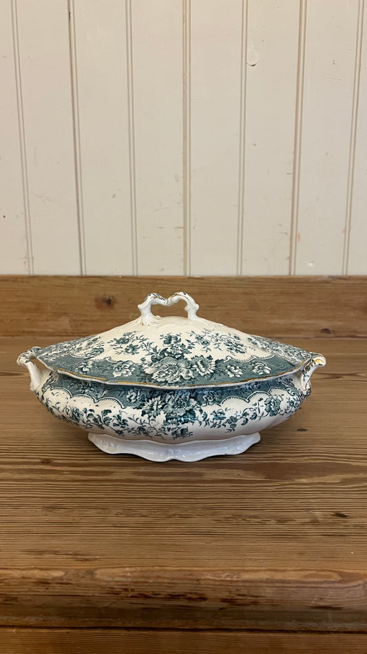 Ruskin Green Transfer Tureen w/ Lid