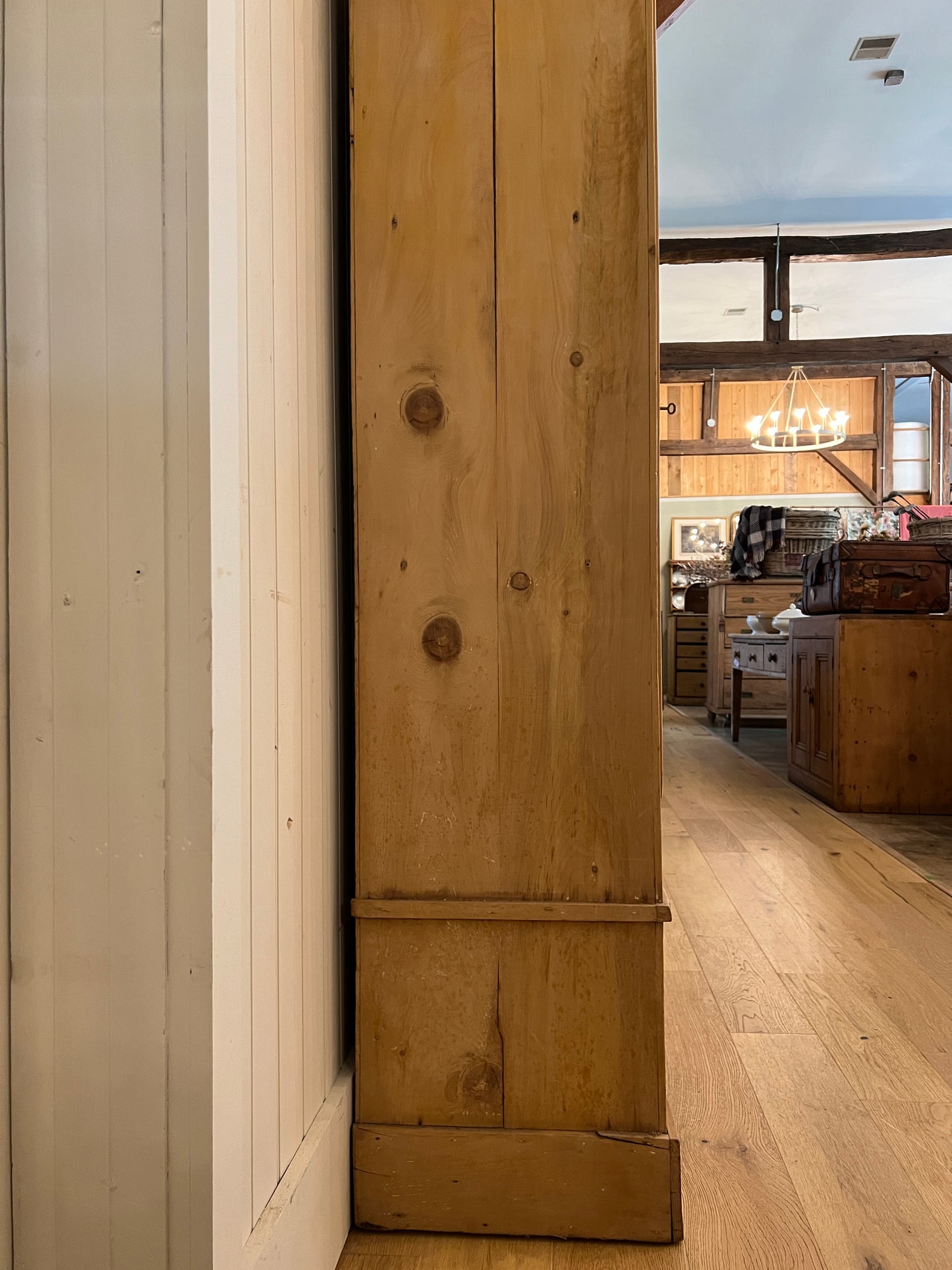 Pine Wardrobe With Beveled Mirror