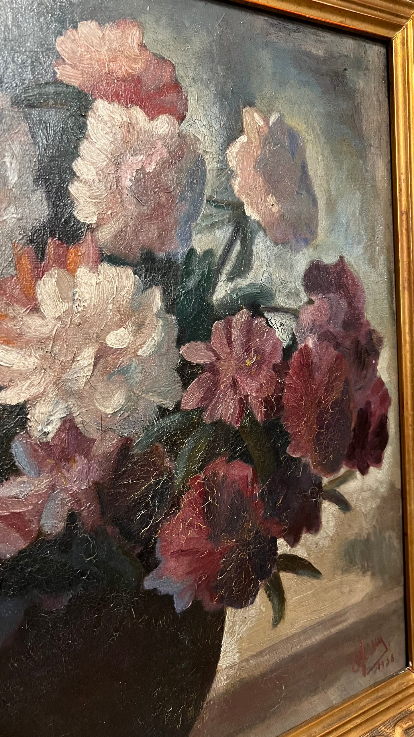 Violet Peonies Painting - Oil on Canvas