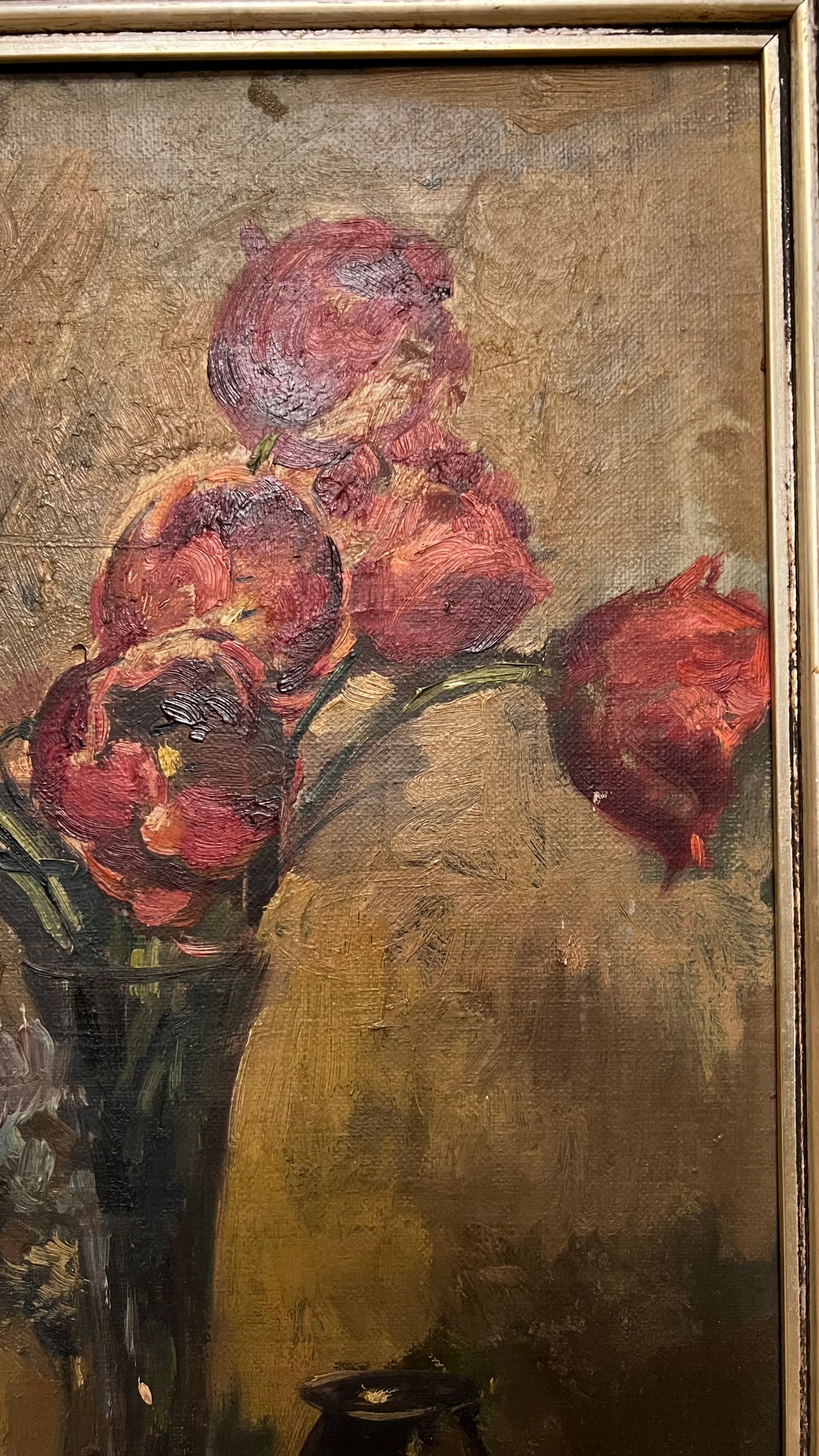 Red Tulip Painting on Board