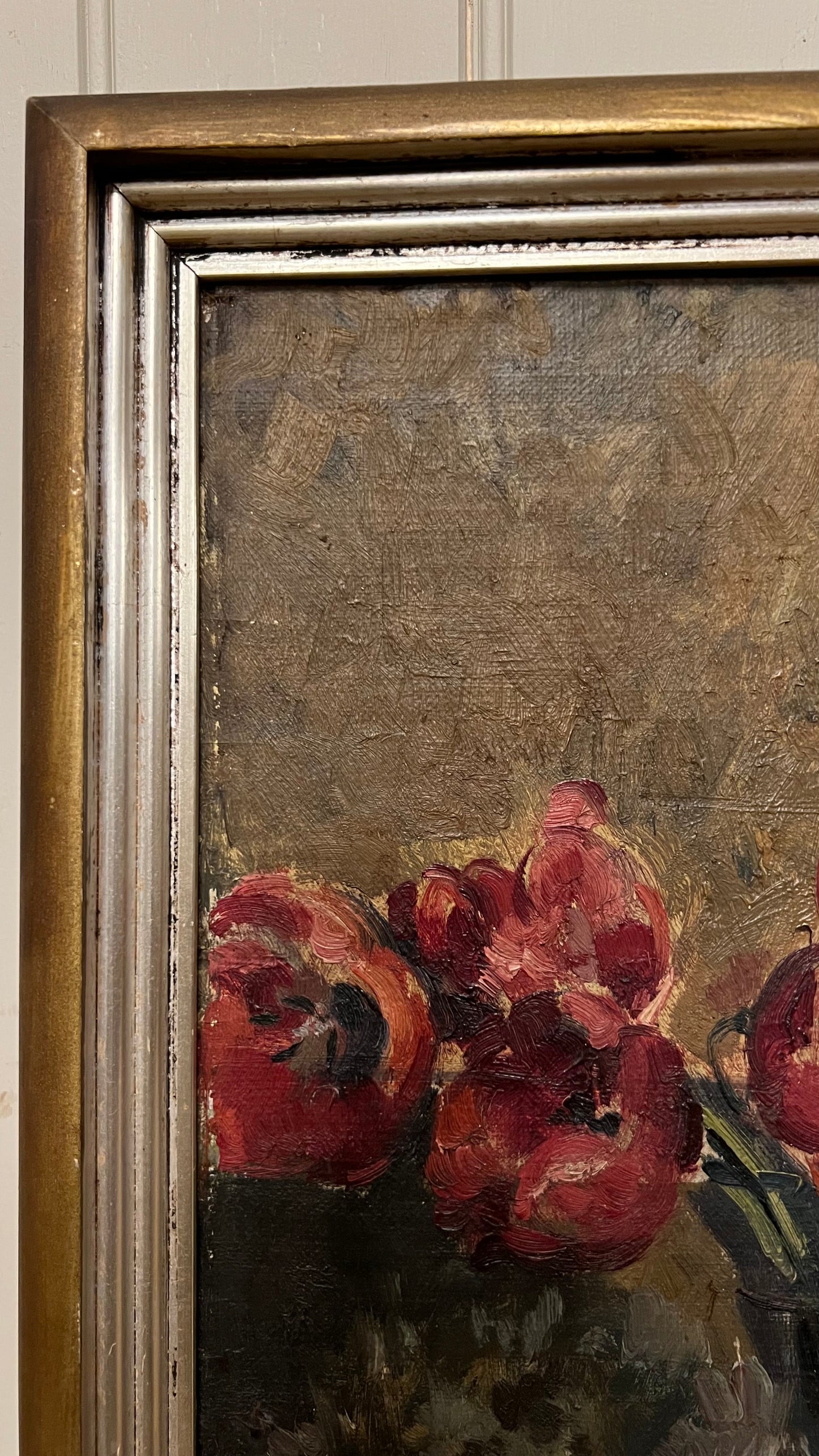 Red Tulip Painting on Board