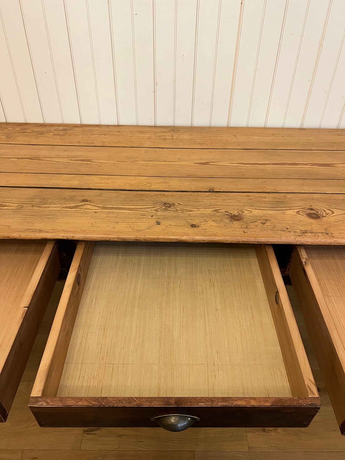 Plank Top Pine 3 Drawer Table