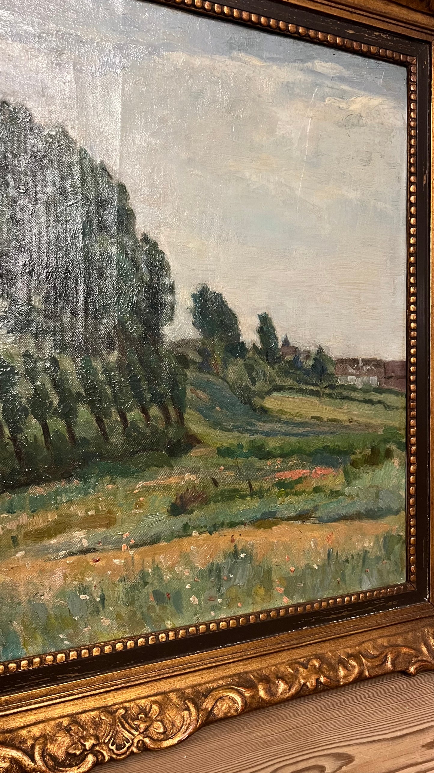 Tree Lined Meadow - Oil on Canvas