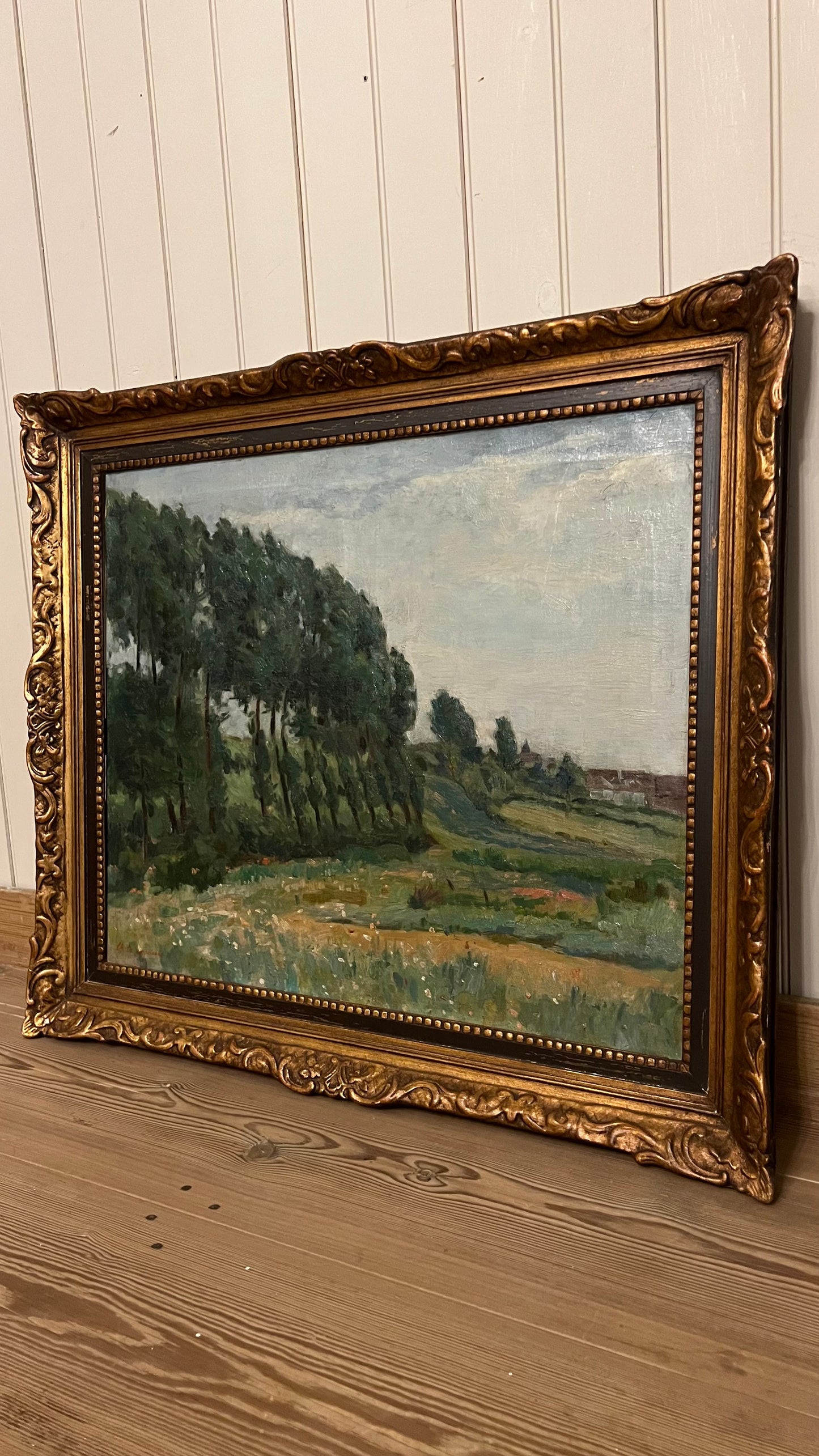 Tree Lined Meadow - Oil on Canvas