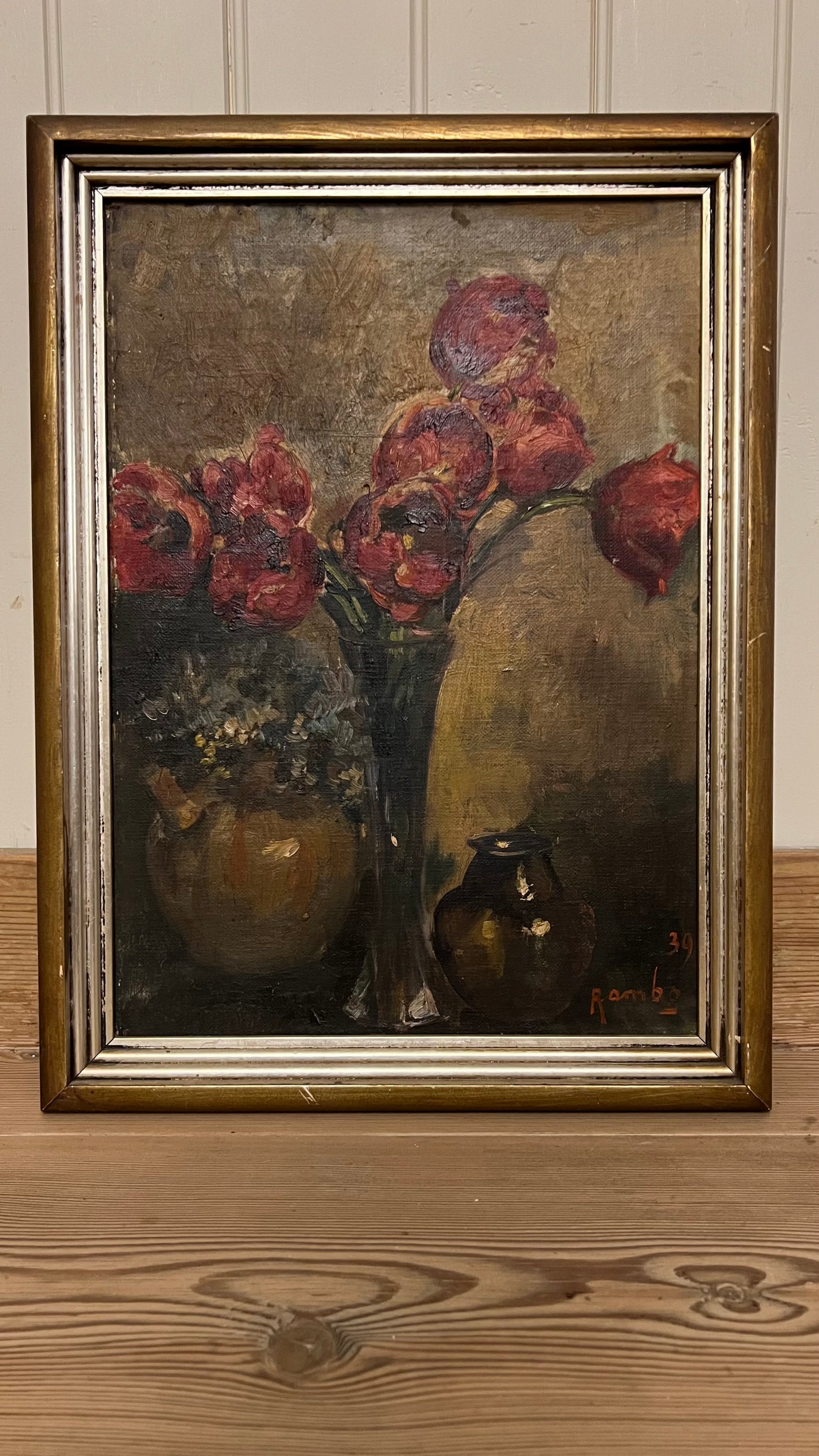 Red Tulip Painting on Board