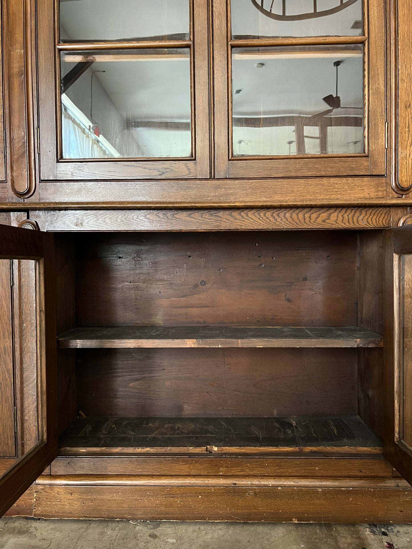 English Oak Glazed Bookcase