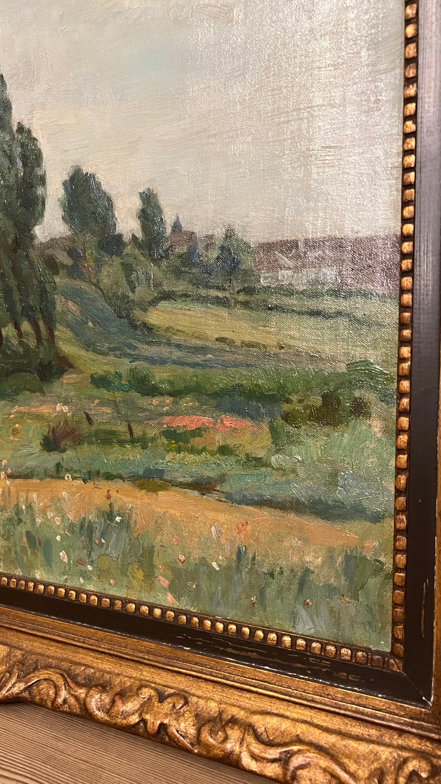 Tree Lined Meadow - Oil on Canvas