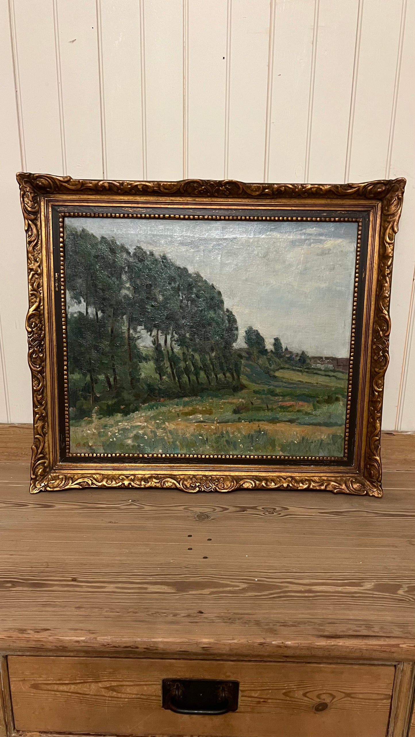 Tree Lined Meadow - Oil on Canvas