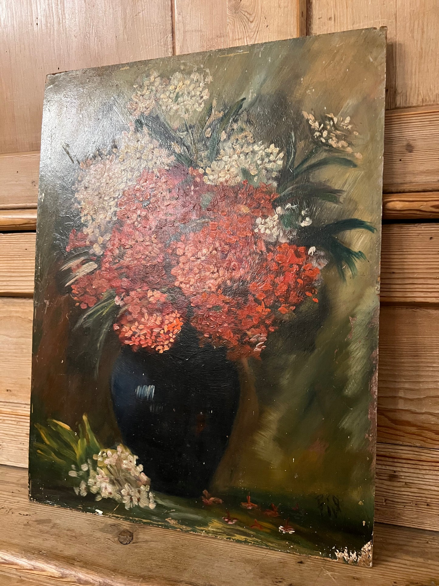 Red and White Hydrangea Painting