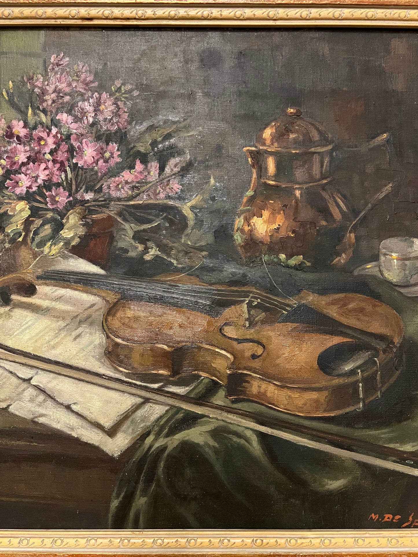 Belgian Violin Oil on Canvas