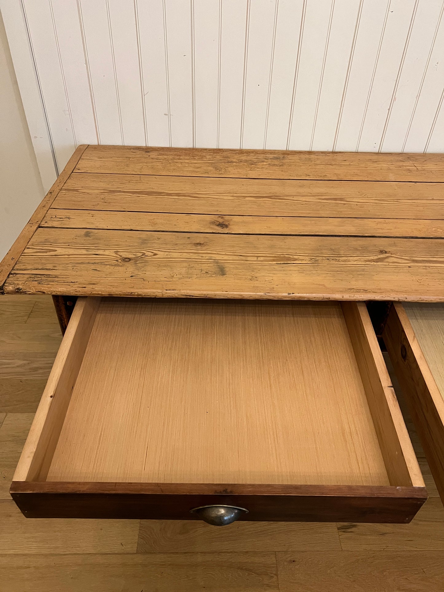 Plank Top Pine 3 Drawer Table