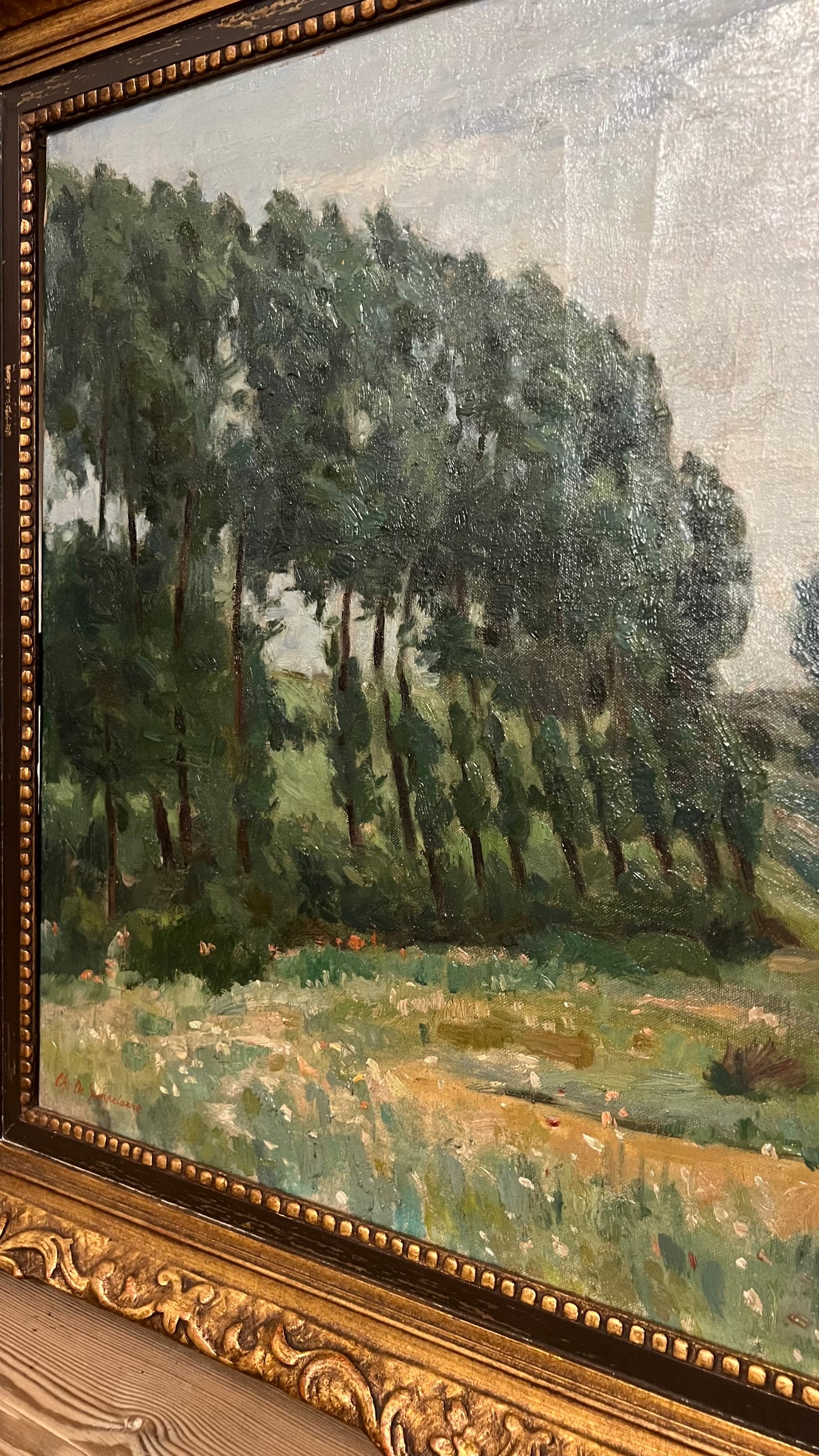 Tree Lined Meadow - Oil on Canvas