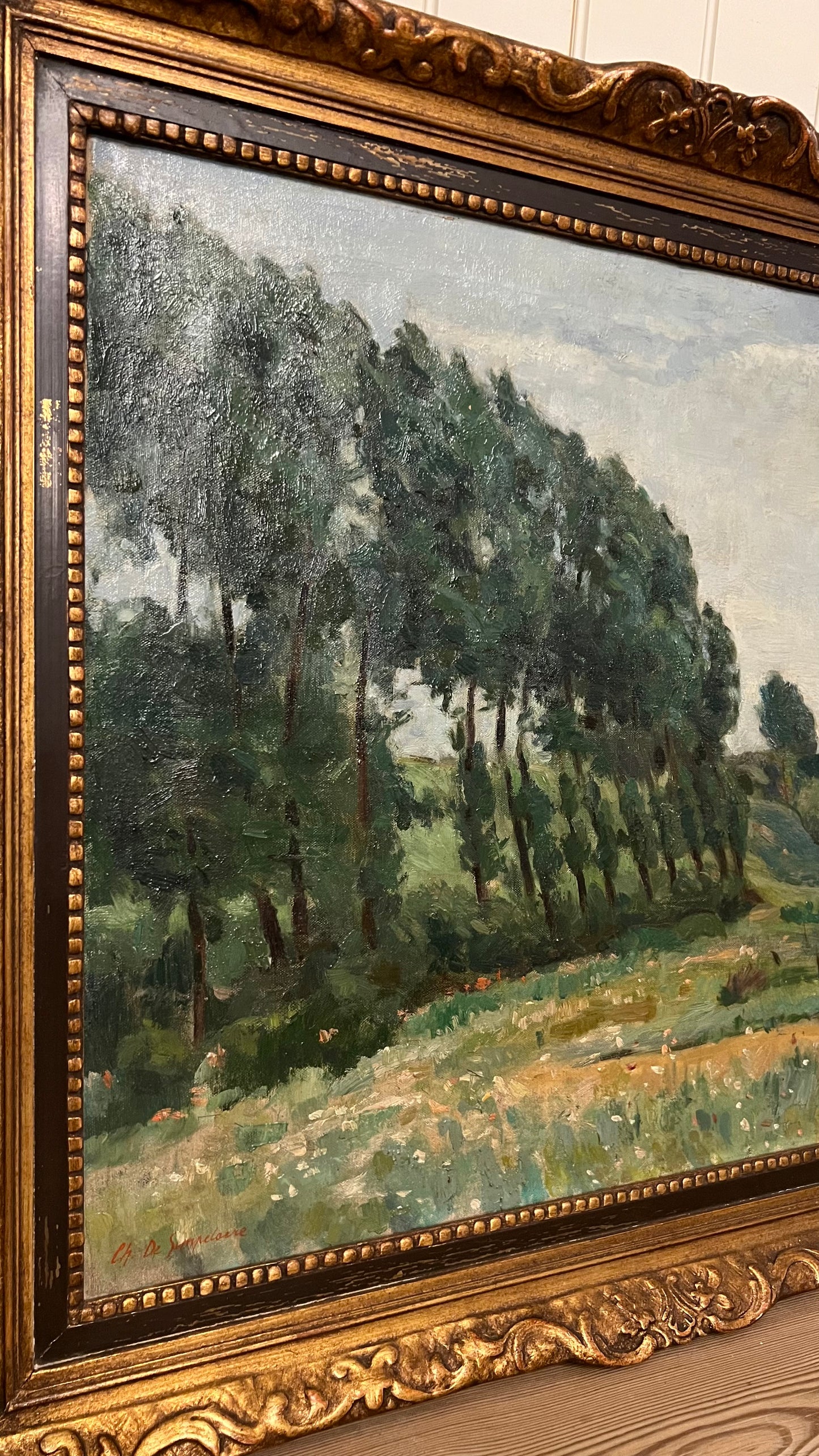 Tree Lined Meadow - Oil on Canvas