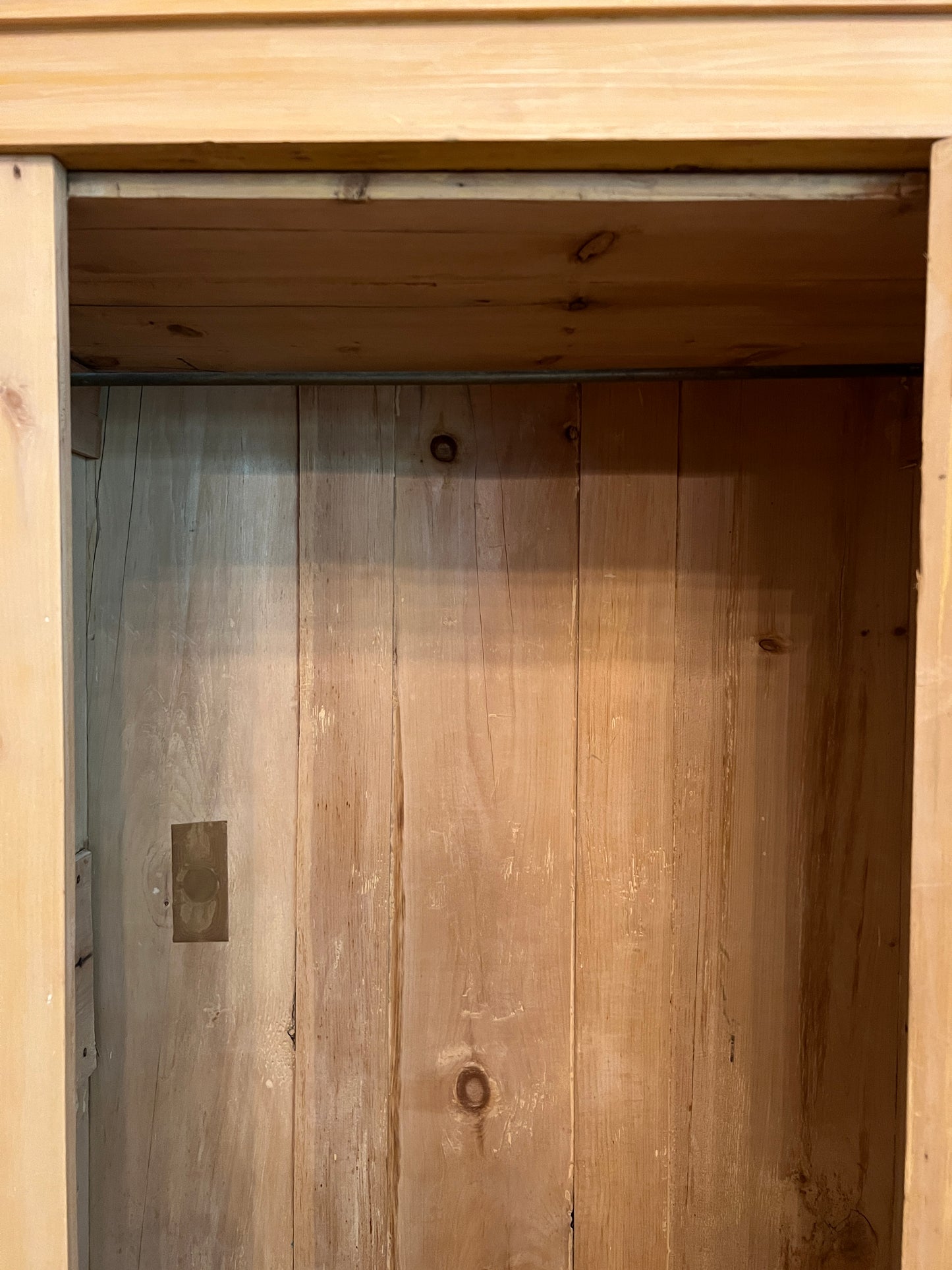 Pine Wardrobe With Beveled Mirror