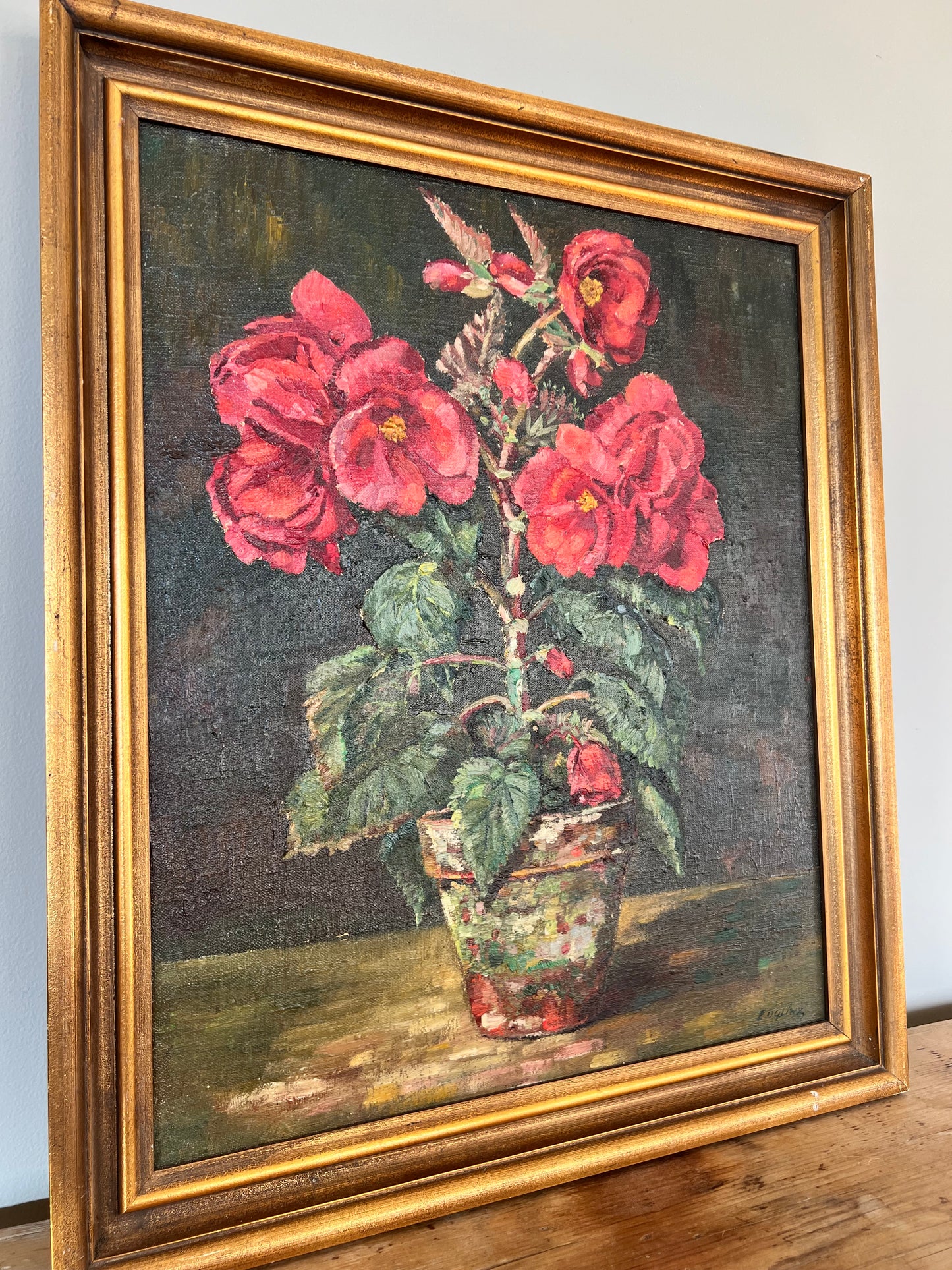 Swedish Begonia Oil on Canvas